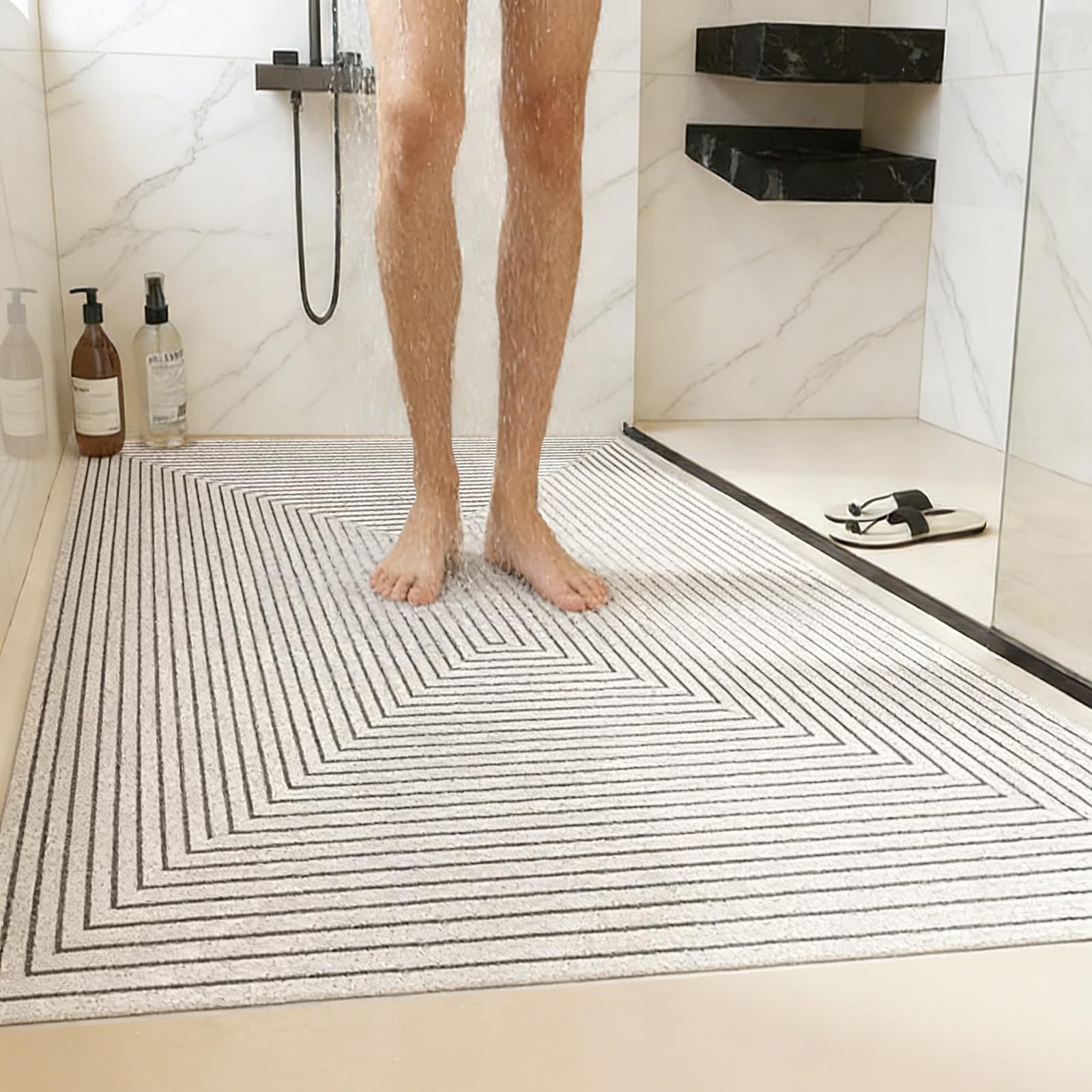 Duschmatte rutschfest 50x80cm, Antirutschmatte Dusche, Badematte mit Ablauflöchern, Schnell Trocknend Badematte Duschmatten PVC-Luffa Massage Antirutschmatte für Badezimmer Duschwannen