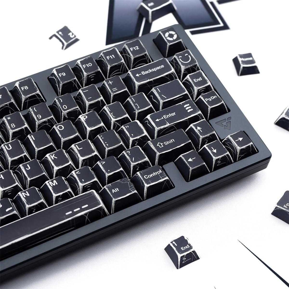 151 klawiszy, retro, manga, PBT Dye Sub Cherry Profile, czarne, zestaw nasadek klawiszy, pasuje do klawiatury 61/65/87/104/108 Cherry Mx, przełączniki mechaniczne