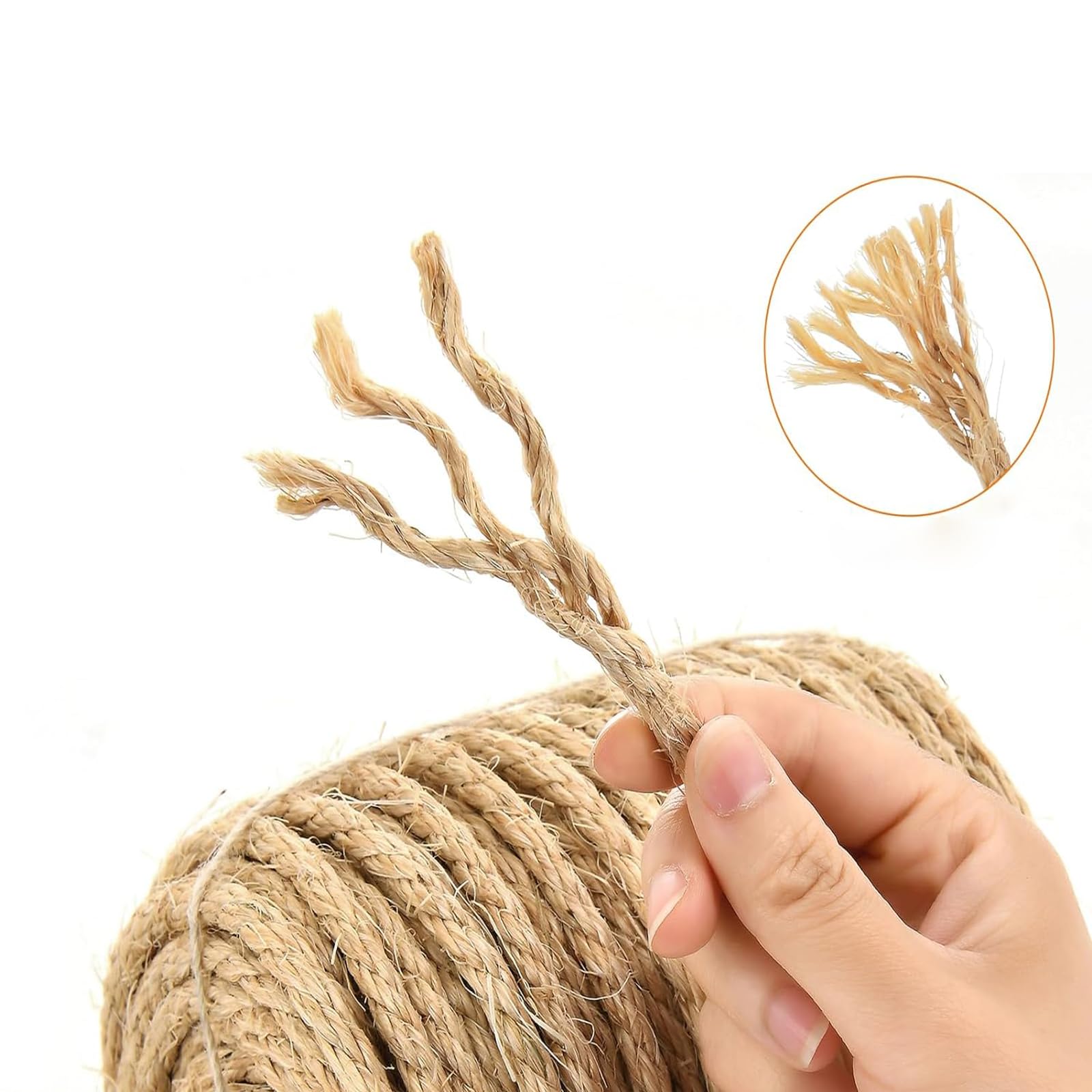 SMASOLO Corda Di Sisal Bianca 5mm X 50m – Per Tiragraffi Fai Da Te, Resistente E Sostituibile Per Gatti