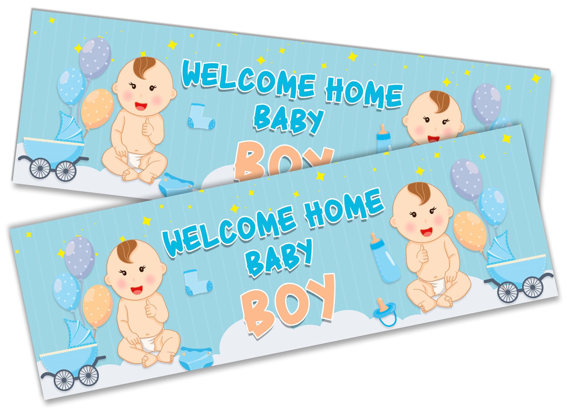 x2 Welcome Home Baby Boy Banner Baby Shower Homecoming Party Decoration 4