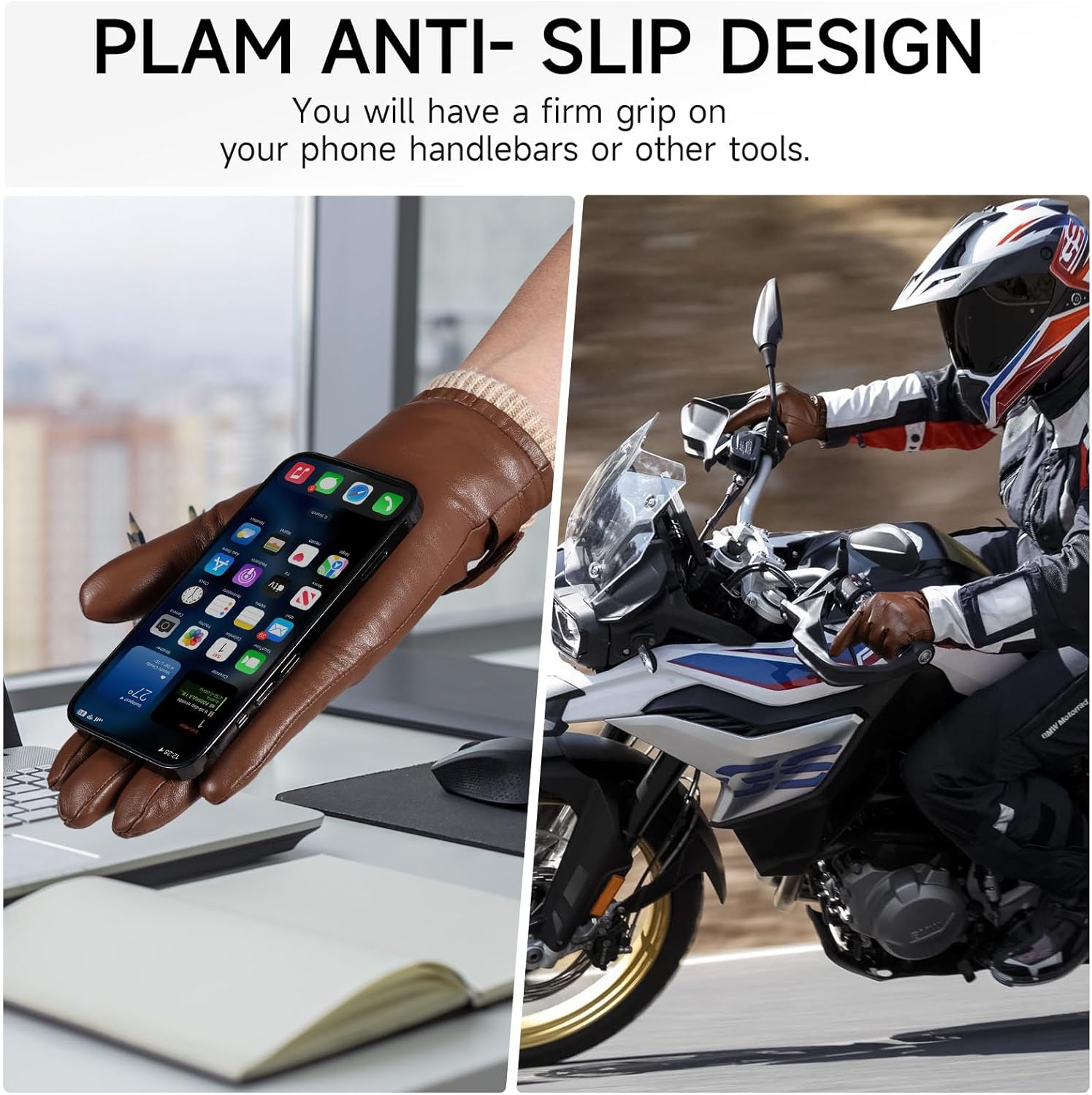 OZERO Mens Winter Gloves Nappa Leather Warm Wool Touchscreen Dress Glove - Thermal Gifts for Dad or Husband - Image 4