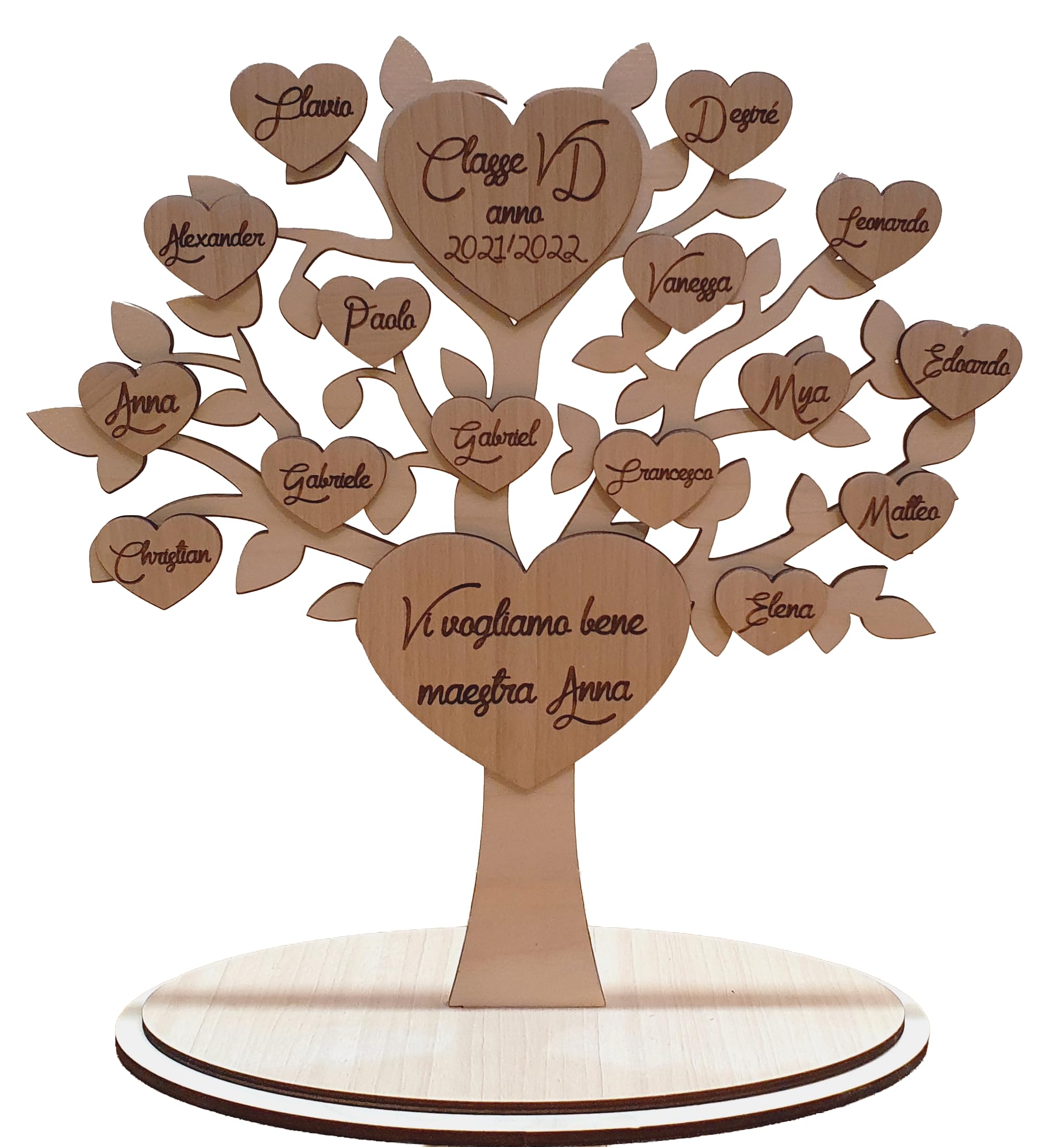 Albero della vita in legno con dedica personalizzata e nomi - regalo maestre nido, materna elementari, mamma, compleanno, nozze d'oro, cresima, comunione- idee idea regalo personalizzato