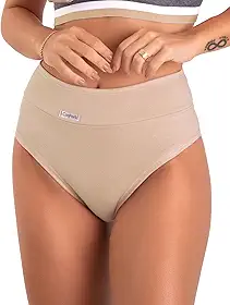 Kit com 10 Calcinhas Cintura Alta de Algodão com Cós Duplo Segura a Barriga Lingerie Feminina Conforto