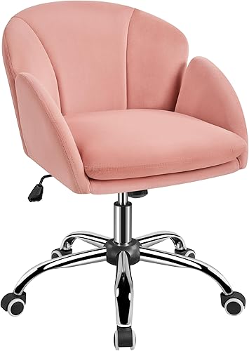 Miniatura 12 de Yaheetech Bonita Silla de Escritorio de Terciopelo Silla de Tocador de Maquillaje con Ruedas para Dormitorio Silla Giratoria Moderna con Ruedas para