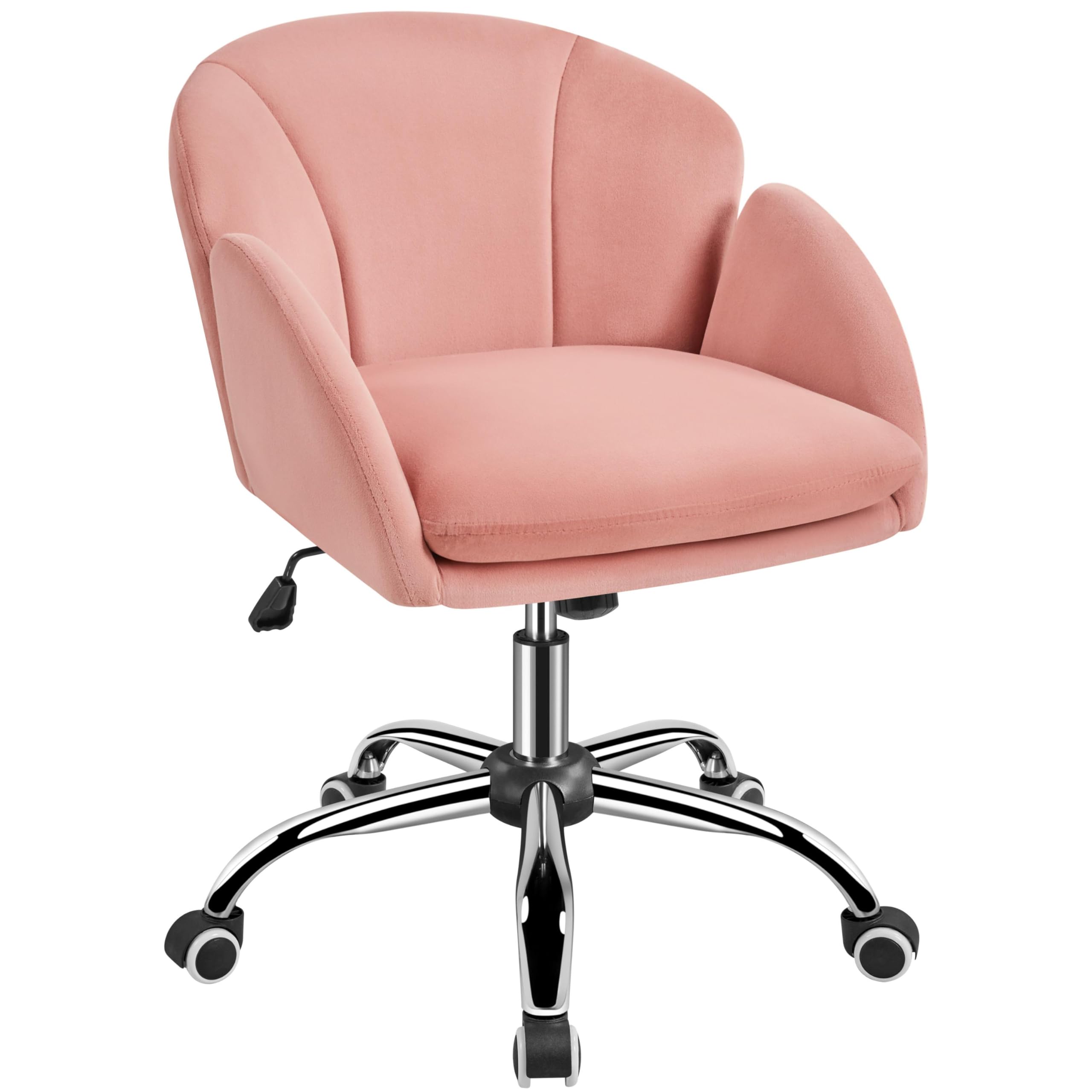 Yaheetech Pink Velvet Desk Chair