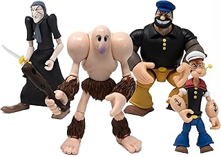Boss Fight Studio Popeye Classics Set of 4 Villain Action Figures - Popeye, Bluto, Sea Hag, & The Goon - Highly Articulate...