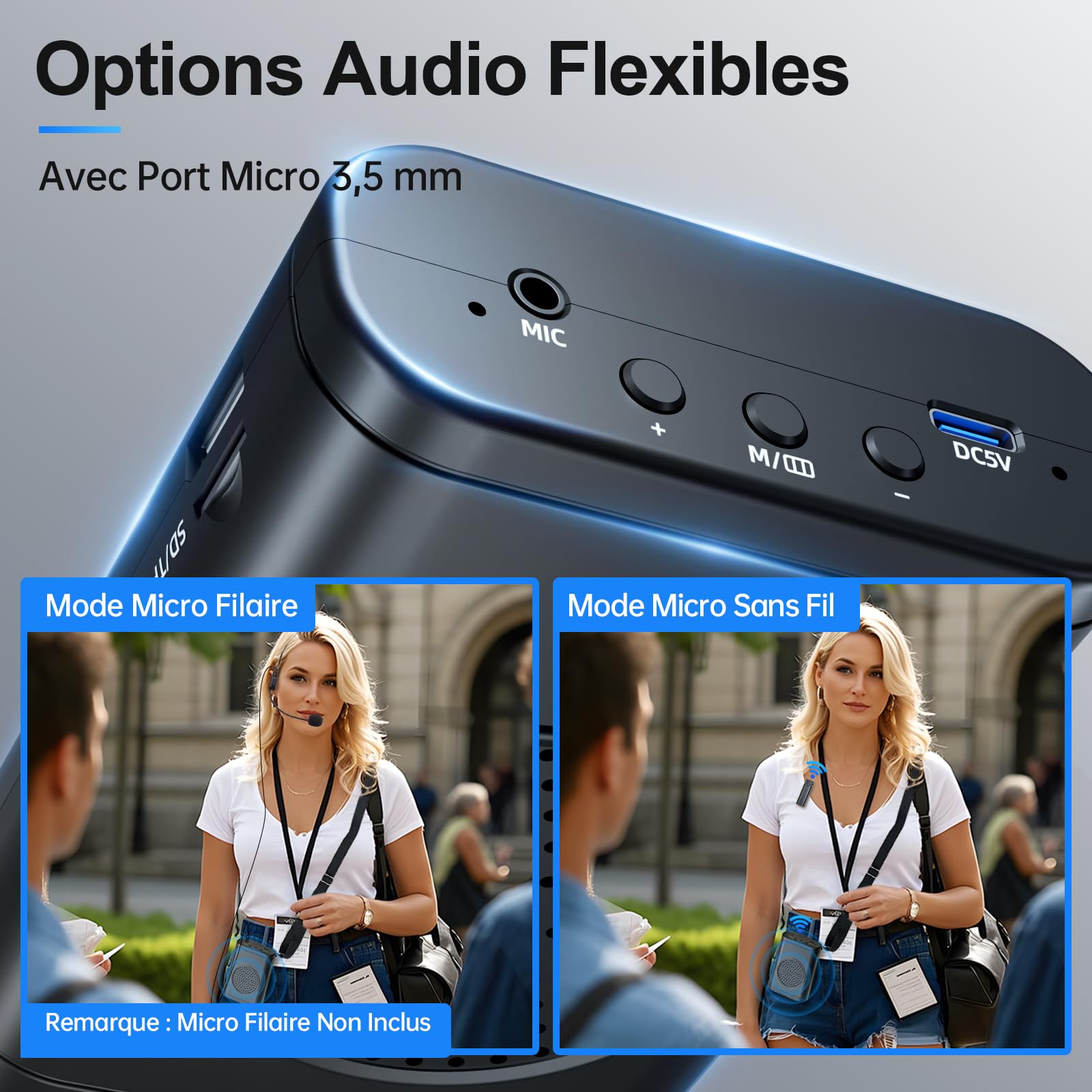 Moman Amplificateur de Voix avec Micro Cravate sans Fil, Haut-Parleur Portable sans Effet Larsen, Système de Sonorisation Personnel pour Enseignants