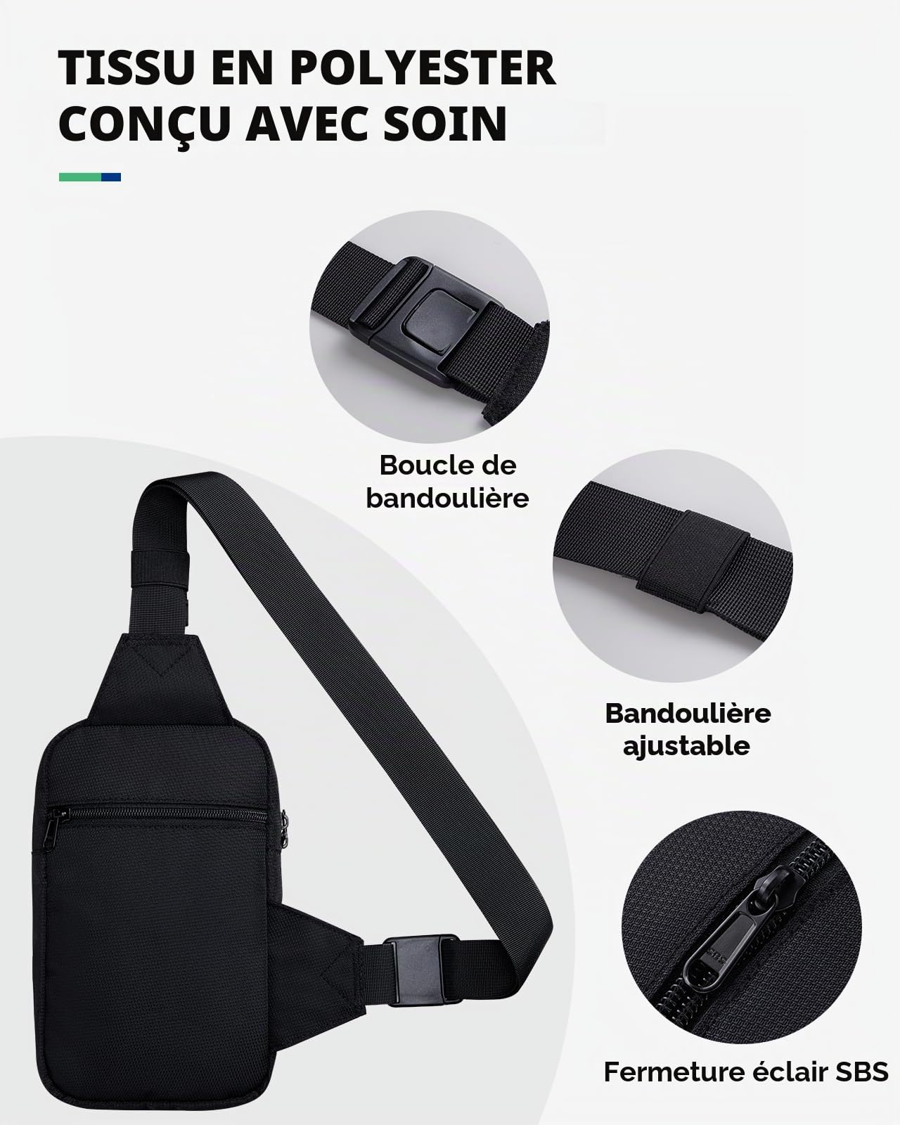 Waterfly Sac de Poitrine Homme: Petit Sac à Bandoulière Léger Crossbody Backpack Pochette Telephone Portable Sling Bag pour Voyage Sports de Plein Air Homme et Femme