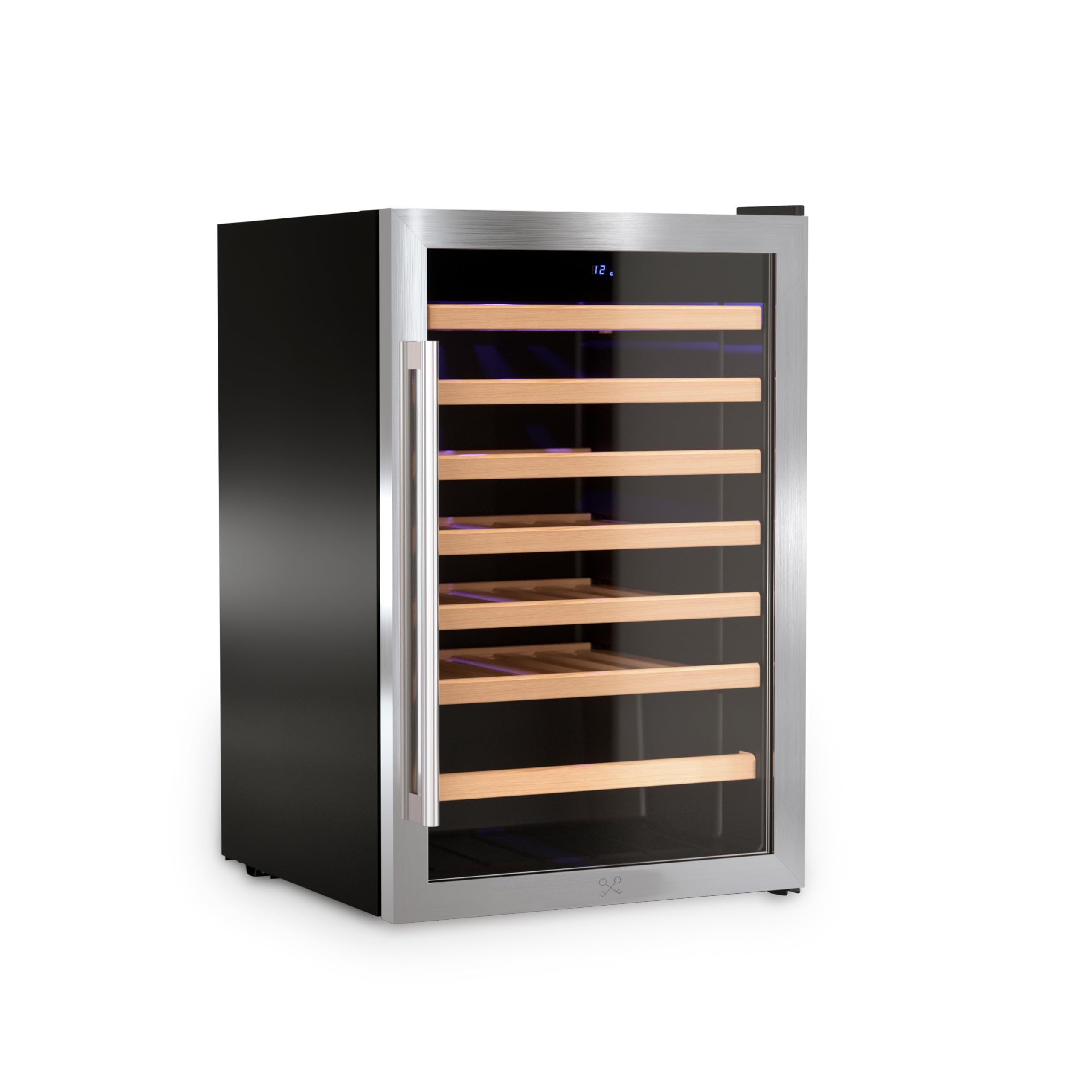 LES PETITS CHAMPS Cantinetta per vino CAVC48, 48 bottiglie, 128L, 6 ripiani in legno, temperatura regolabile da 4 a 18°C, raffreddamento termodinamico, design elegante, luce LED, vetro anti-UV