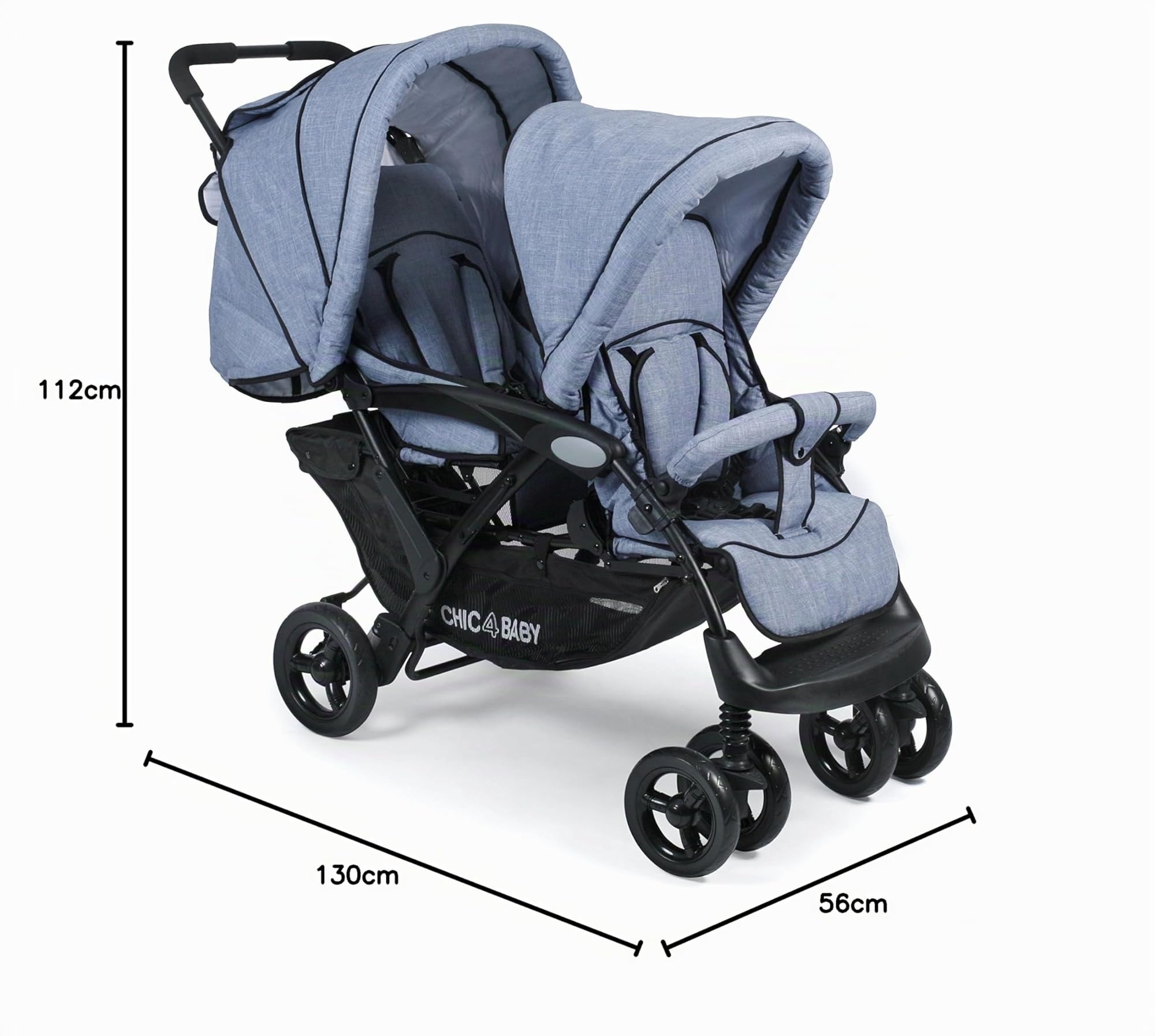 CHIC 4 BABY 274 55 - Cochecito para hermanos Duo, color azul claro y azul