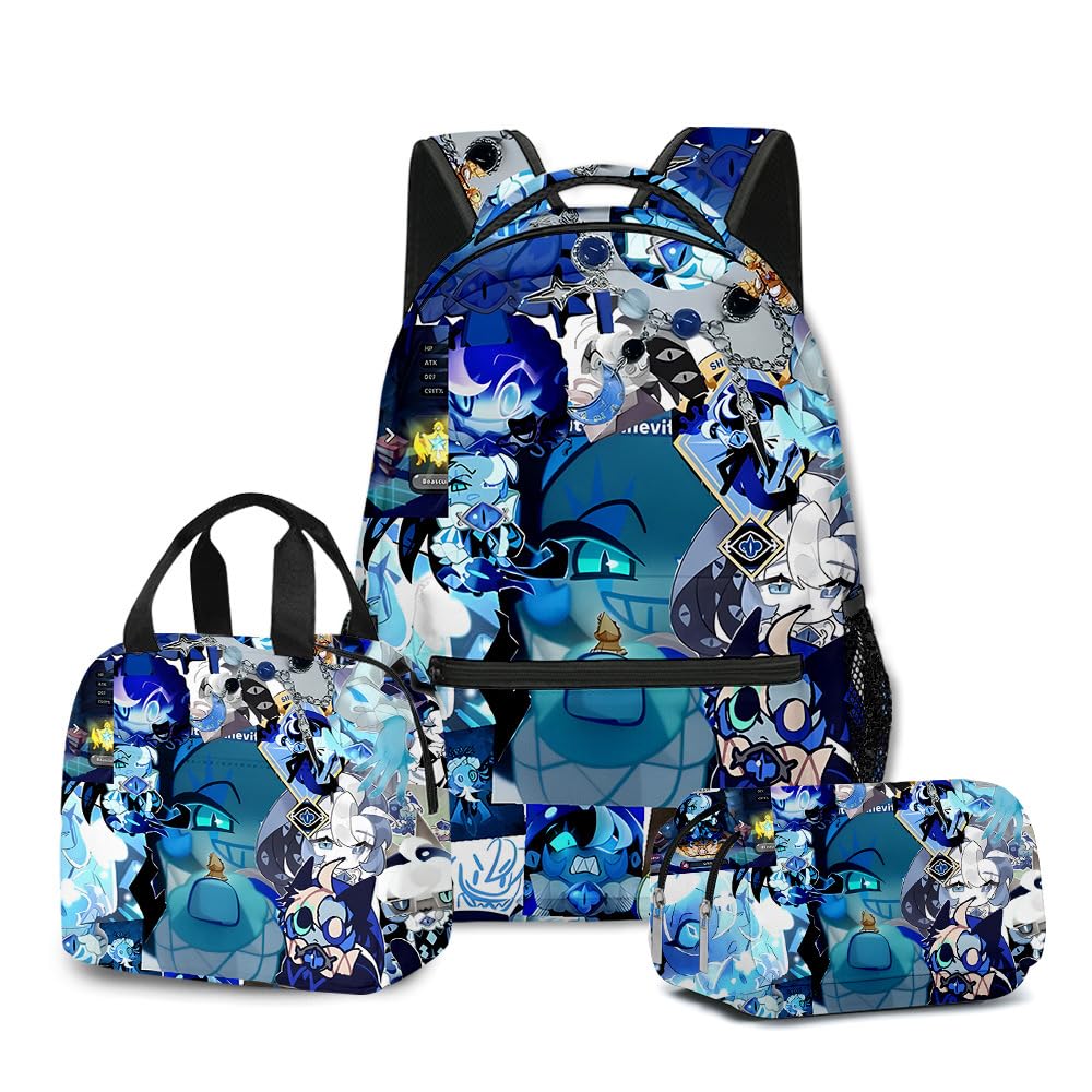 Hzsyc Kids Shadow Milk Cookie Backpack 3Pcs Set Boys Figure Shadow Milk Cookie Casual Daypacks - L Size/17in (C06,3pcs)
