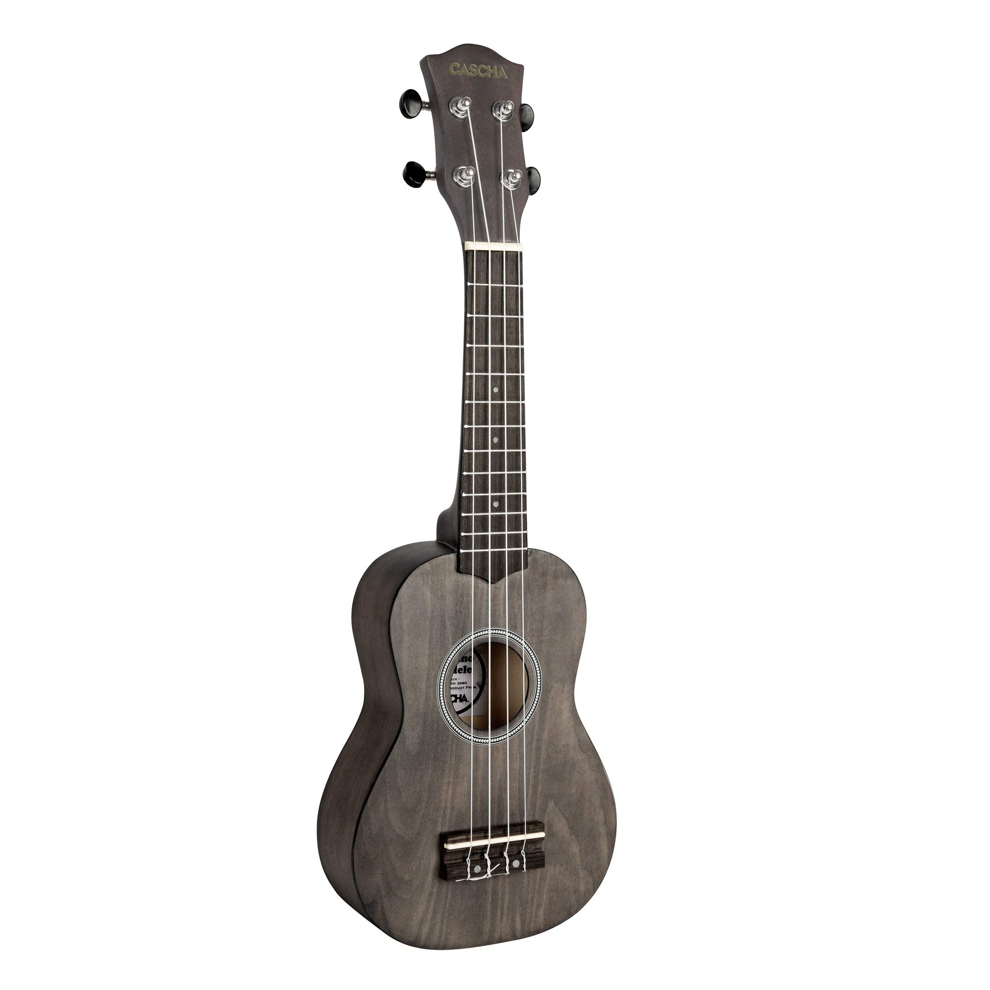 CASCHA Sopran Ukulele Set für Kinder und Erwachsene I Ukulele Starter Kit mit 3 Plektren Tasche Lehrbuch Lernvideos über QR-Code Stimmgerät I Set Aquila Saiten Nylon I Kleine Hawaii Gitarre Schwarz