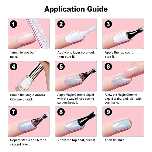 Miniatura 10 de RARJSM Esmalte de uñas de cromo líquido, perla púrpura aurora, polvo líquido metálico camaleón, efecto espejo de secado rápido, polvo de uñas