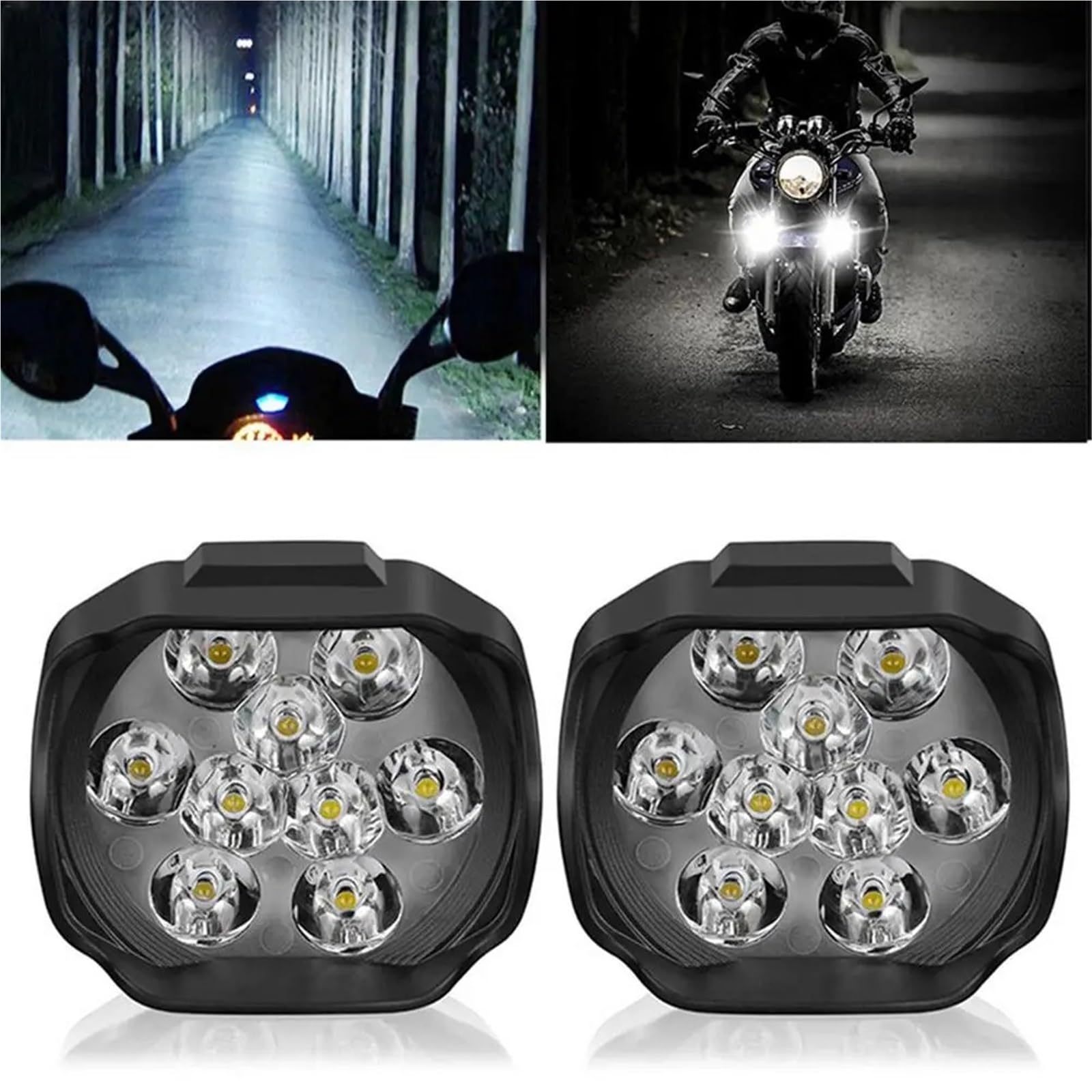 Moto Proyector 2 Luces Antiniebla LED Eléctricas De 18 W Y 9, 1000 Lúmenes, Para Motocicletas Camiones