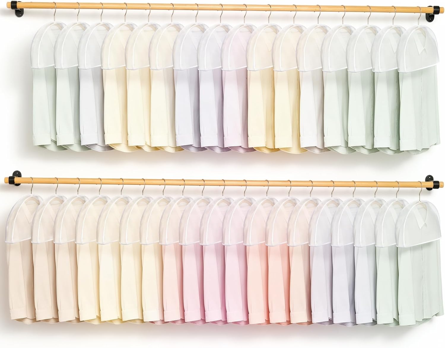 35 Pack Shoulder Covers for Hanging Clothes, Translucent Garment Dust Cover