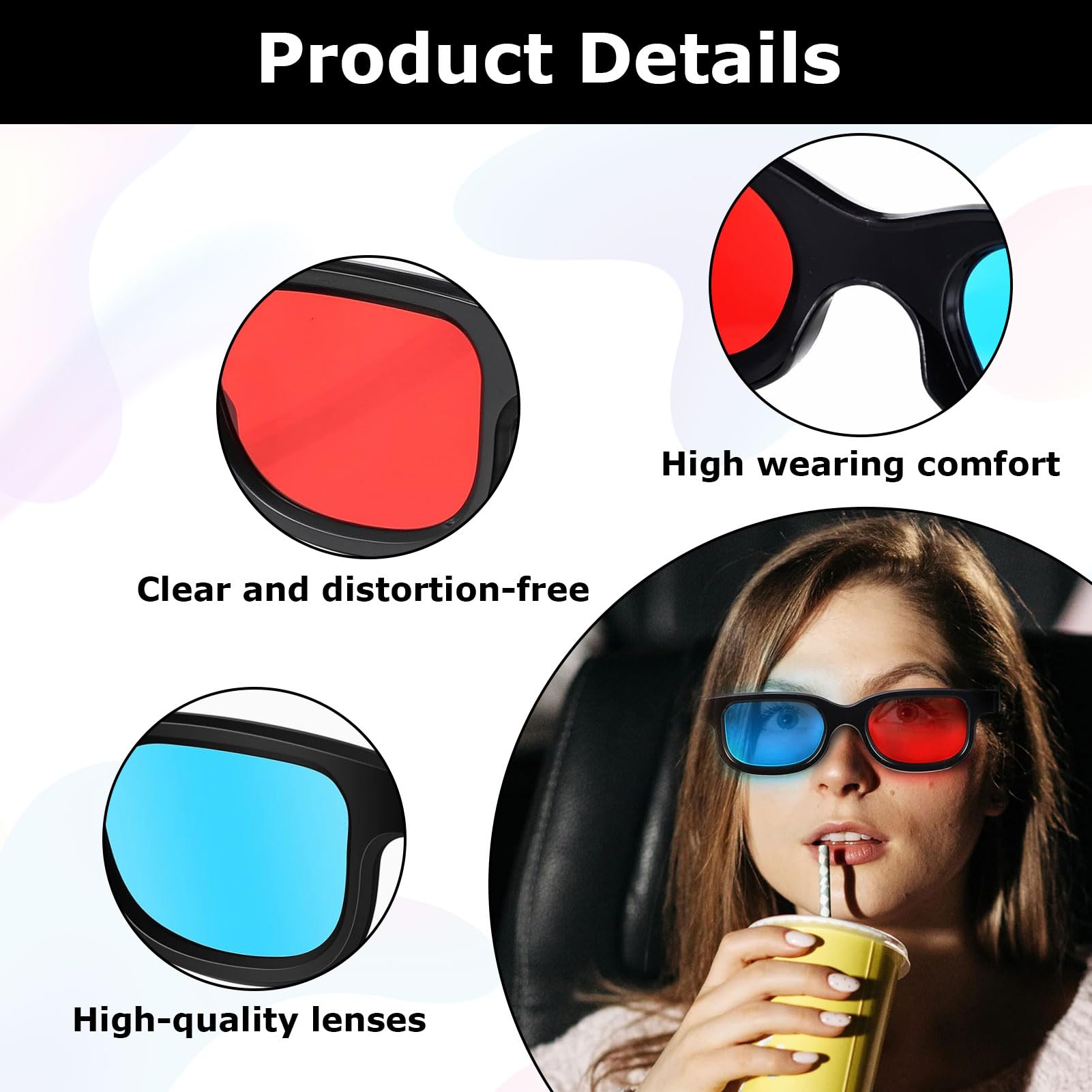 2 occhiali 3D, 3D, occhiali 3D, occhiali 3D, per televisori, occhiali 3D, rossi e blu, occhiali anaglifici 3D, per film, giochi per PC, spettacoli di luci, home theater, feste in vacanza