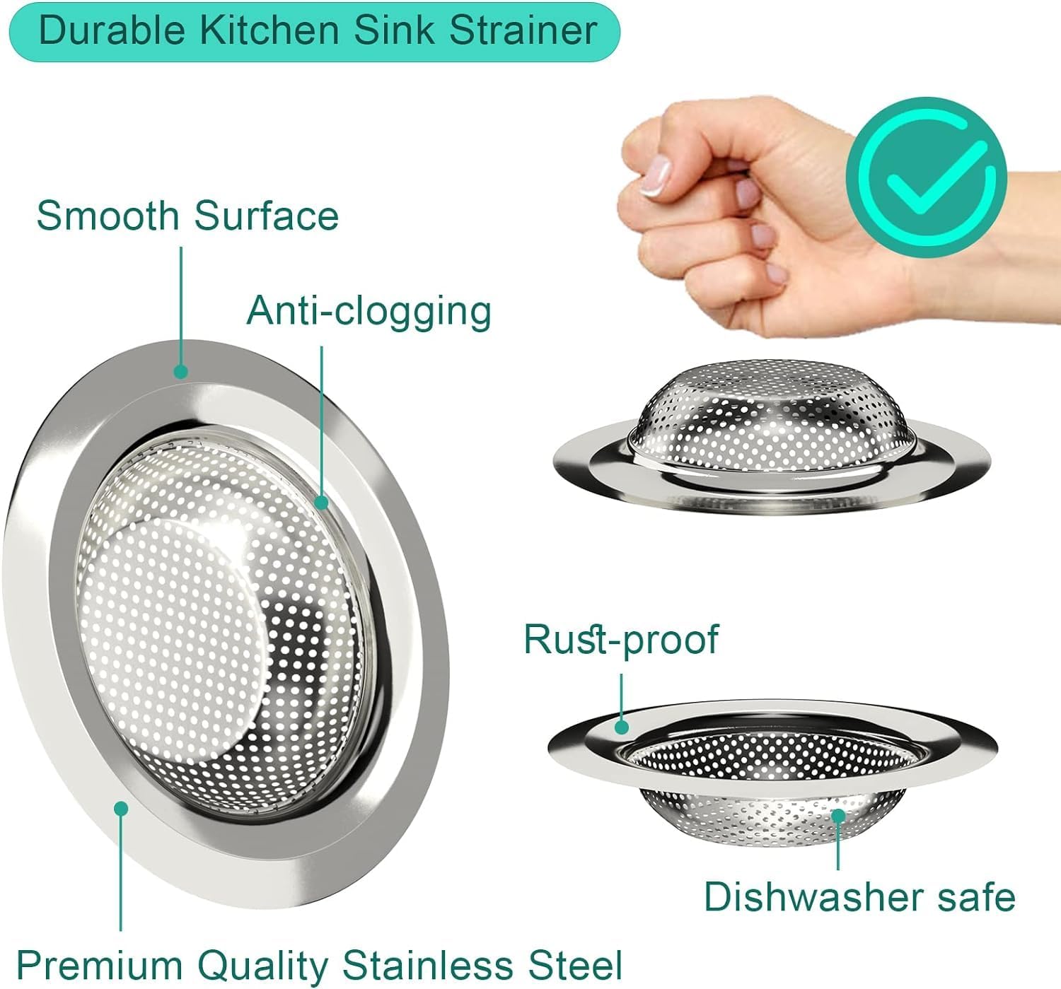 Slideep Sink Protectors for Kitchen with Sink Strainer, Sink Grate for Bottom 16''x13'', Stainless Steel Sink Bottom Grid Rear Drain Hole