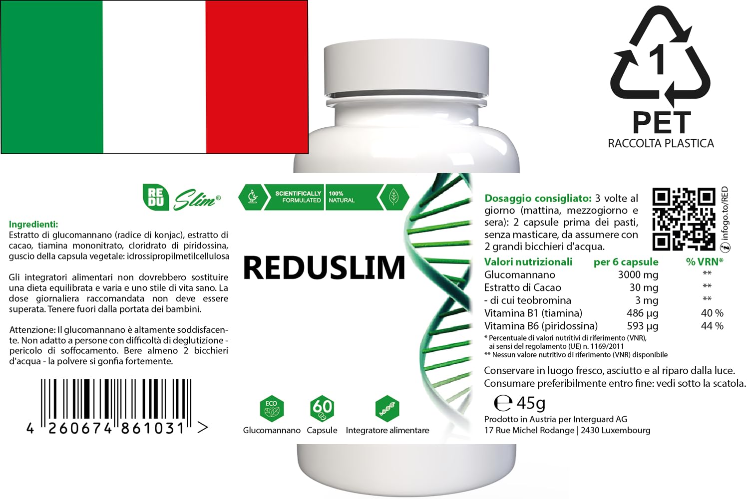 Reduslim - 120 capsule (2 x 60 capsule), confezione da 2 pezzi
