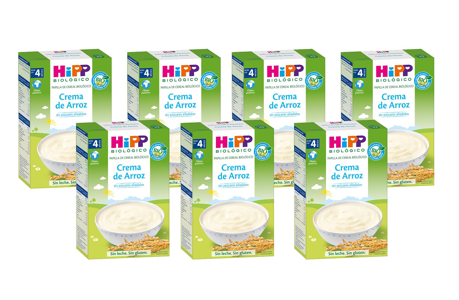 HiPP Biológico - Crema de Arroz sin Gluten BIO - Fácil Digestión - Sin Azúcares Añadidos - Sin Lácteos - Con Vitaminas y Minerales Esenciales - Apto Para Bebés A Partir de 4 Meses - Pack 7X200g