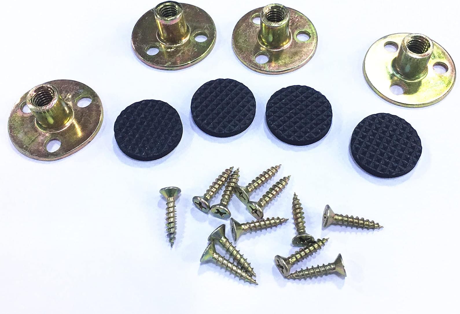WEICHUANSimple Furniture Legs Mounting Hardware Sets - Include 5/16" -18 Coarse Attachment Plates, Screws and Rubber Pads for Sofa Couch Chair Legs