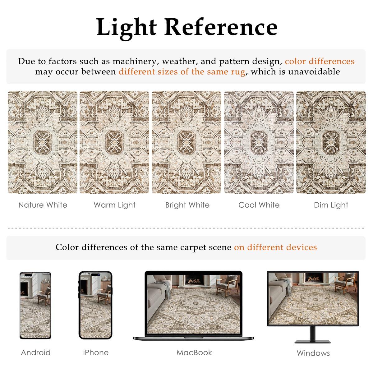 HUGEAR Vintage Brown Rugs Living Room Washable Non Slip Large Area Rug 120x180cm Bedroom Kitchen Hall Lounge Office Dining Room Indoor Carpet Low Pile Big Carpets - Image 2