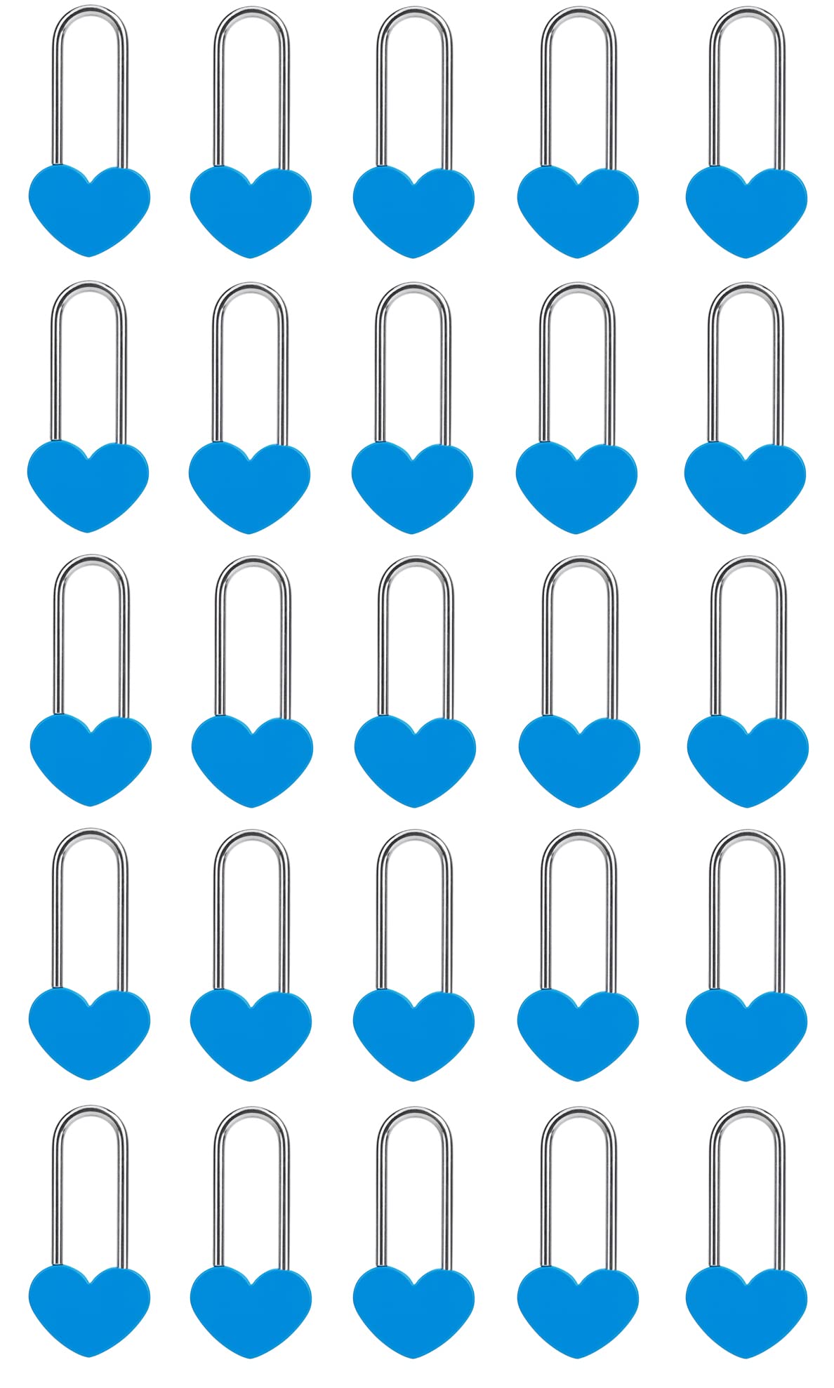 VeYocilk 25PCS Love Lock Heart Padlock, 3.5" 50mm Light Weight Aluminium Heart Wish Lock for for Couple Friends Wedding Birthday Valentine's Day Gift Blue (No Key)