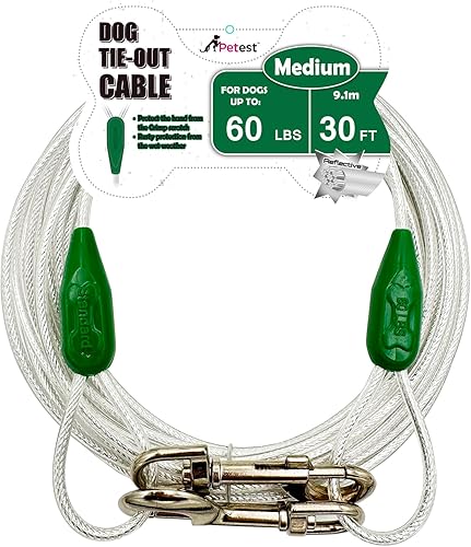 Miniatura 20 de Petest Cable de amarre de 25 pies con cubierta de crimpado para perros súper grandes de hasta 250 libras Negro & rojo,Negro y plata,Azul y