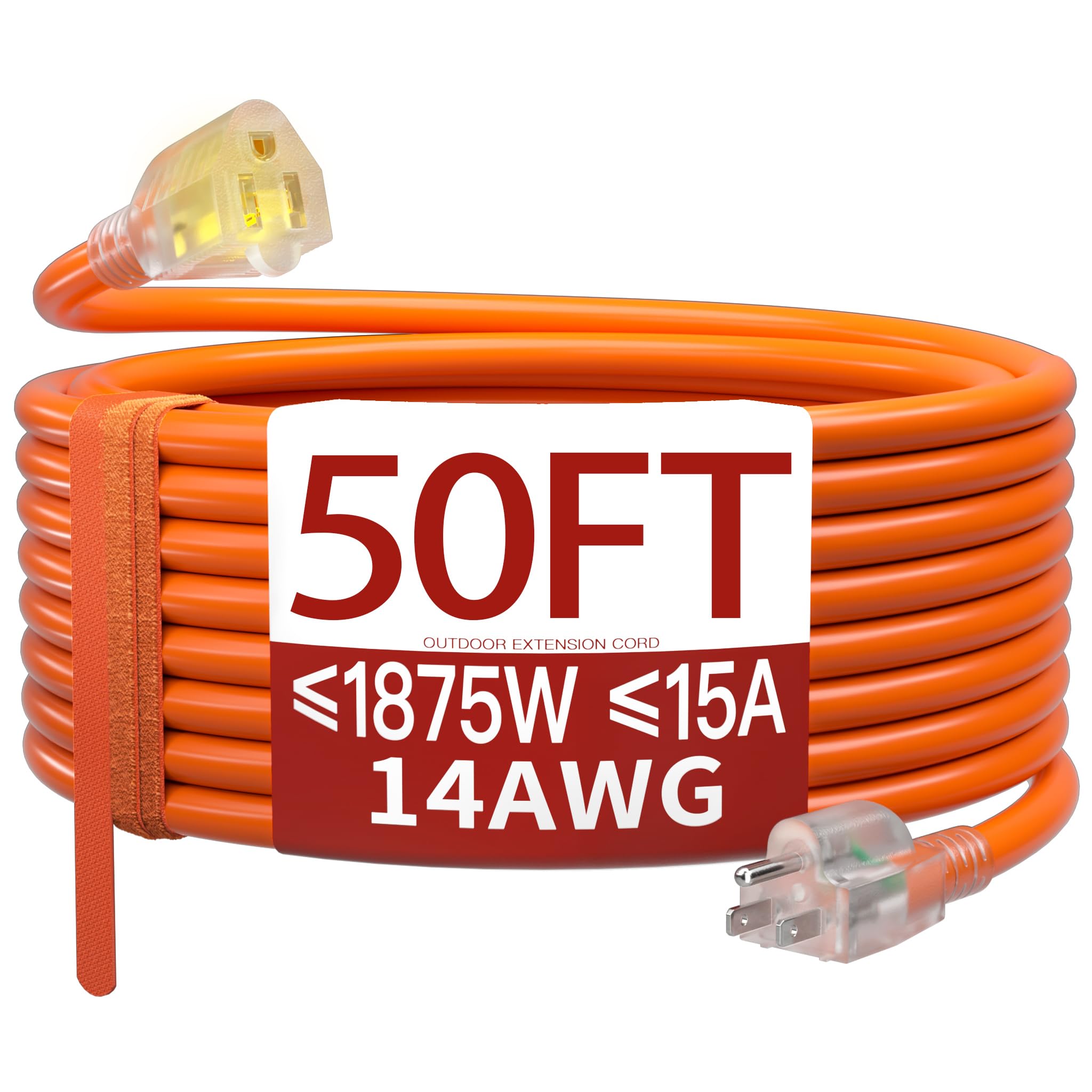 Skrizcable 14/3 50 FT Extension Cord Outdoor, Power Cord Orange