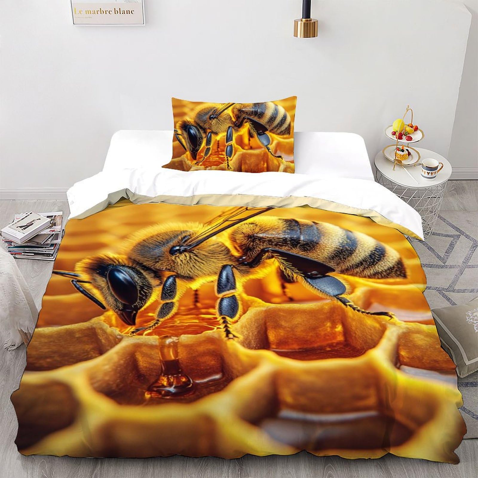 Housse de couette single abeille dessin animé en microfibre avec sa taie