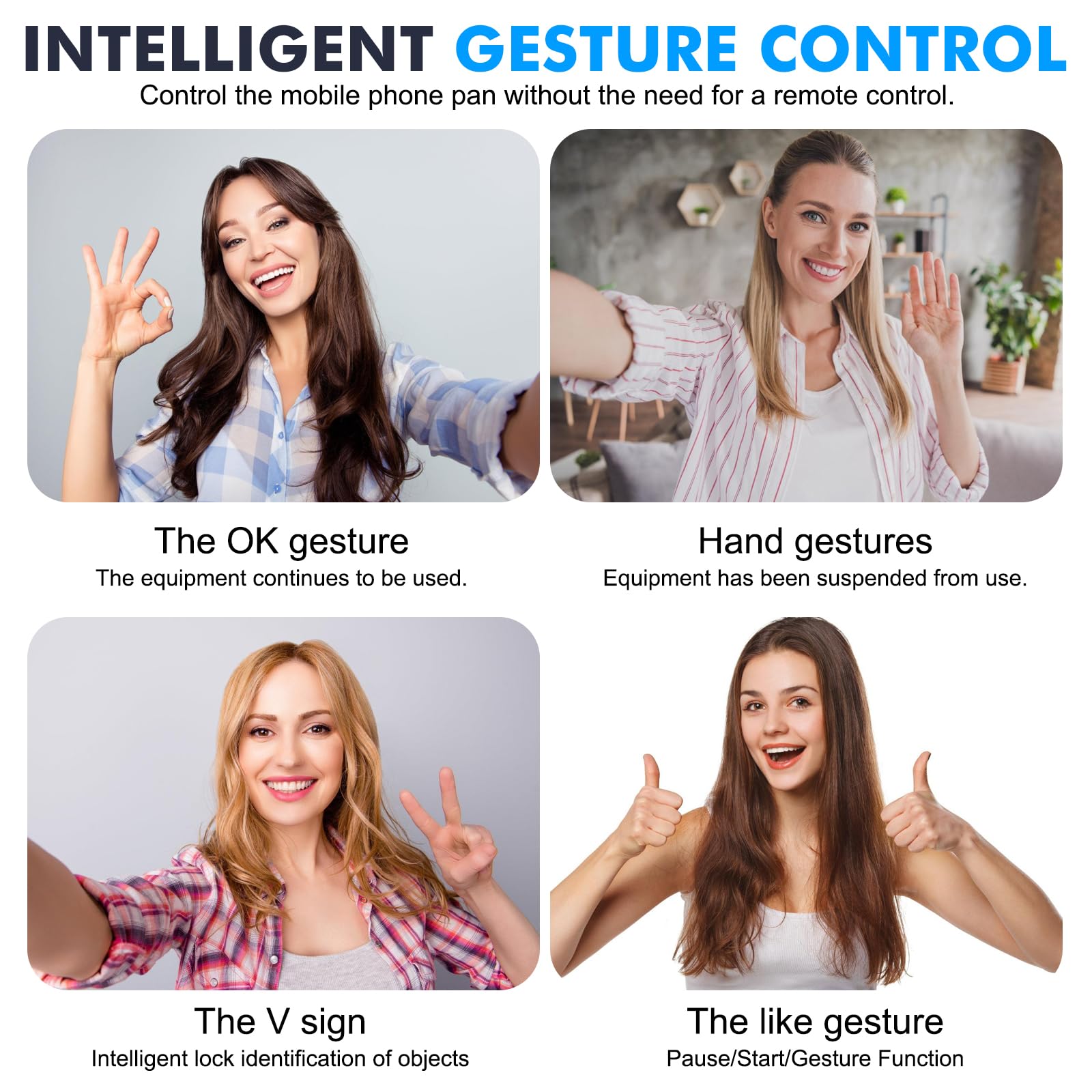 Gimbal per cellulare, con riconoscimento automatico del viso e tracciamento a 360 gradi, treppiedi per smartphone con telecomando, controllo gestuale, per Vlog TikTok Live Video Registrazione Gimbal