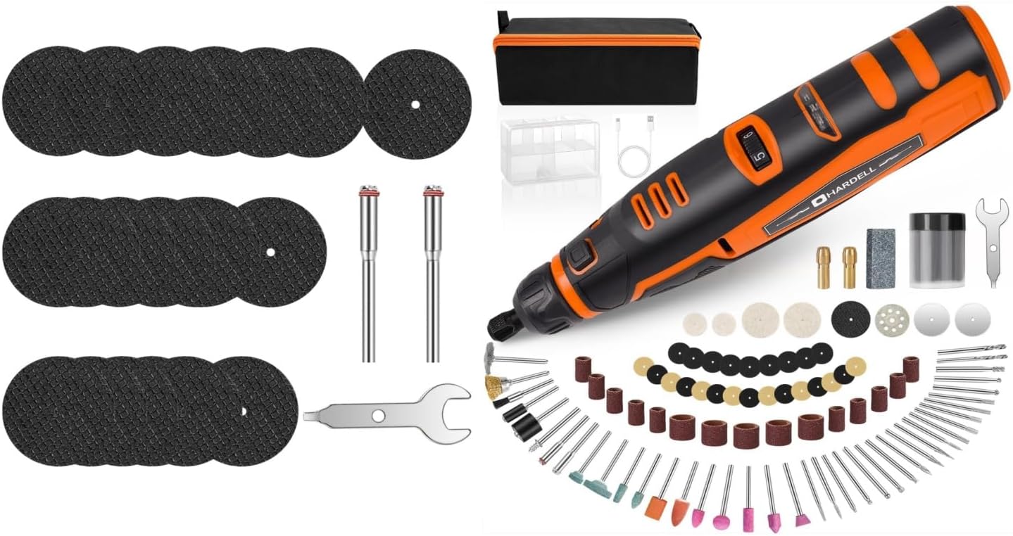HARDELL 12V 30000RPM Cordless Rotary Tool & 20pcs Cutting Wheel Set
