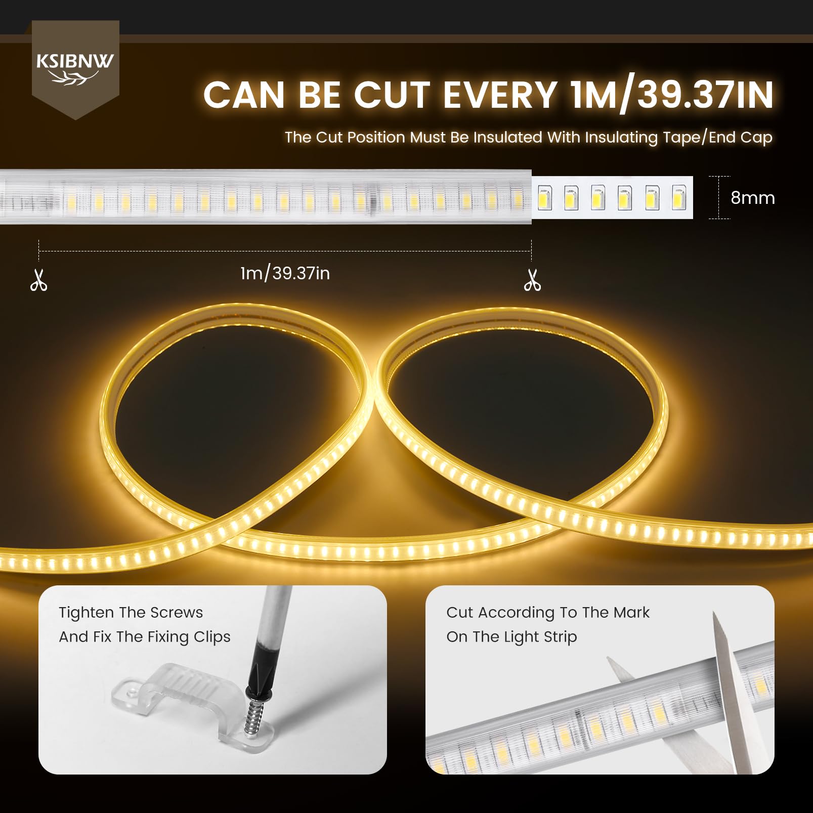 KSIBNW LED Streifen Aussenbereich 20M, 230V Neon LED Strip Wasserdicht IP65 Schlauch Neutralweiß 4000K Leiste Band Flexibel Outdoor 145LEDs/M Lichtleiste mit Netzteil und Stecker für Außen Innen Deko