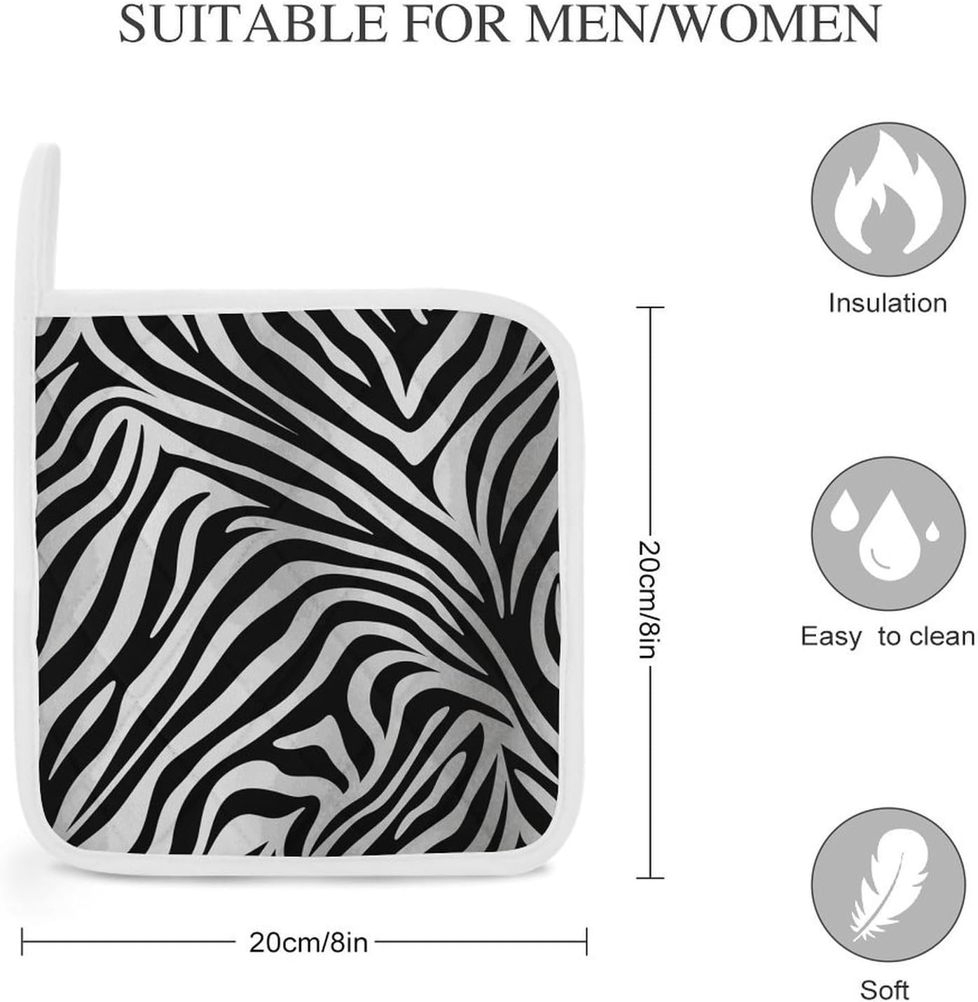 Zebra Print Polyester Heat Resistant Pot Pad Non Slip Anti Scald Hot Dish Mat Reusable Table Protector for Kitchen Hot Pot Mat Wear Resistant Heat Proof Table Pad for Countertop Dining Room
