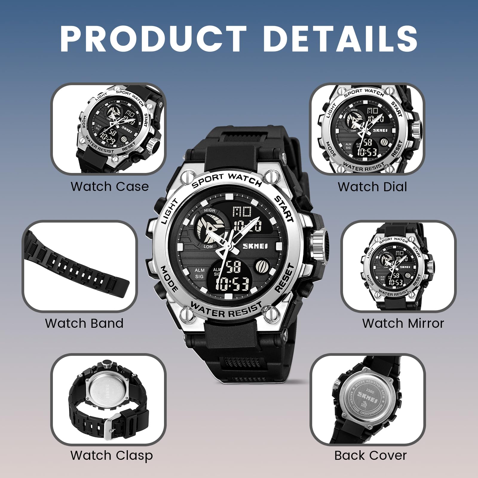 Reloj Militar para Hombre Relojes Deportivos Multifunción LED Impermeable