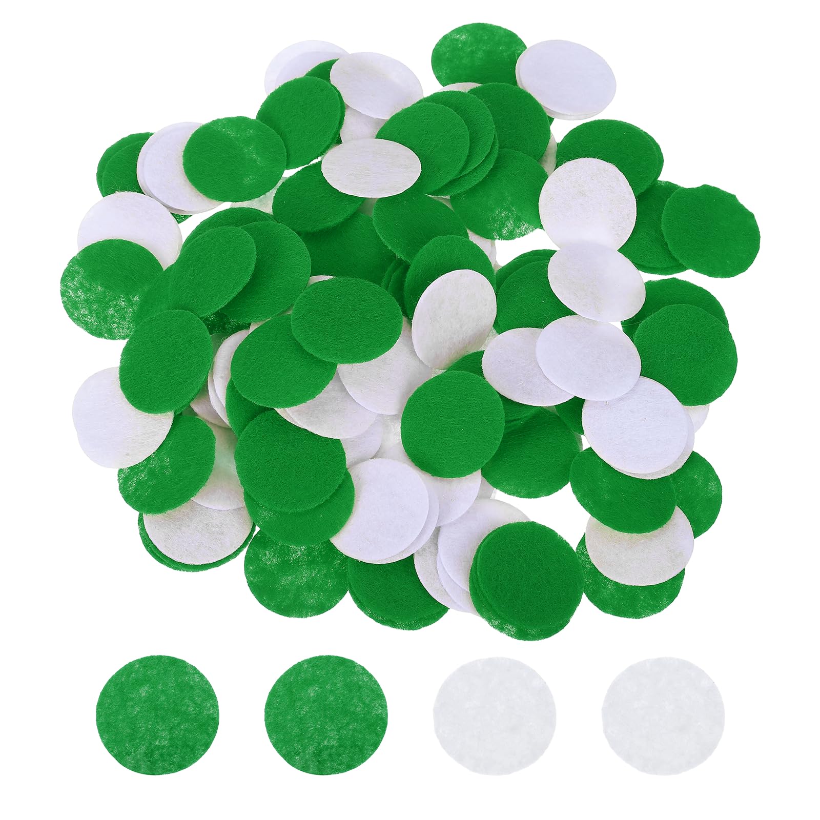 PATIKIL 25mm 1" Round Felt Circles, 200 Pcs Non-Woven Pre Cut Craft Pads Felt Fabric Circles for DIY Crafts Projects Sewing Handcraft Making, White/Green