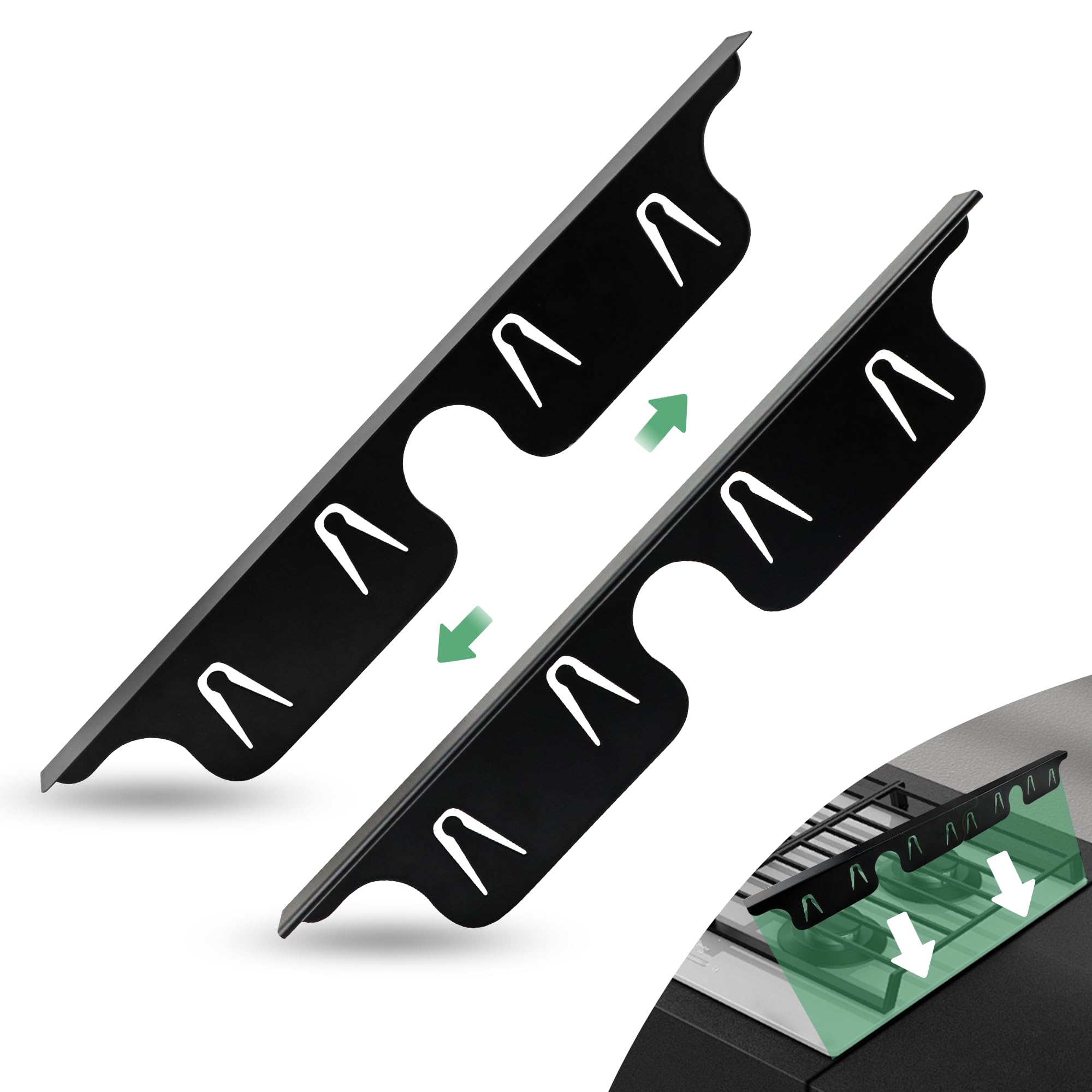 Stove Counter Gap Cover 2 Pack - Expandable and Heat Resistant Stainless Steel Stove Gap Covers, 13.8" to 27.5" for a Variety of Oven & Stove Gap, Black Oven Side Gap Filler