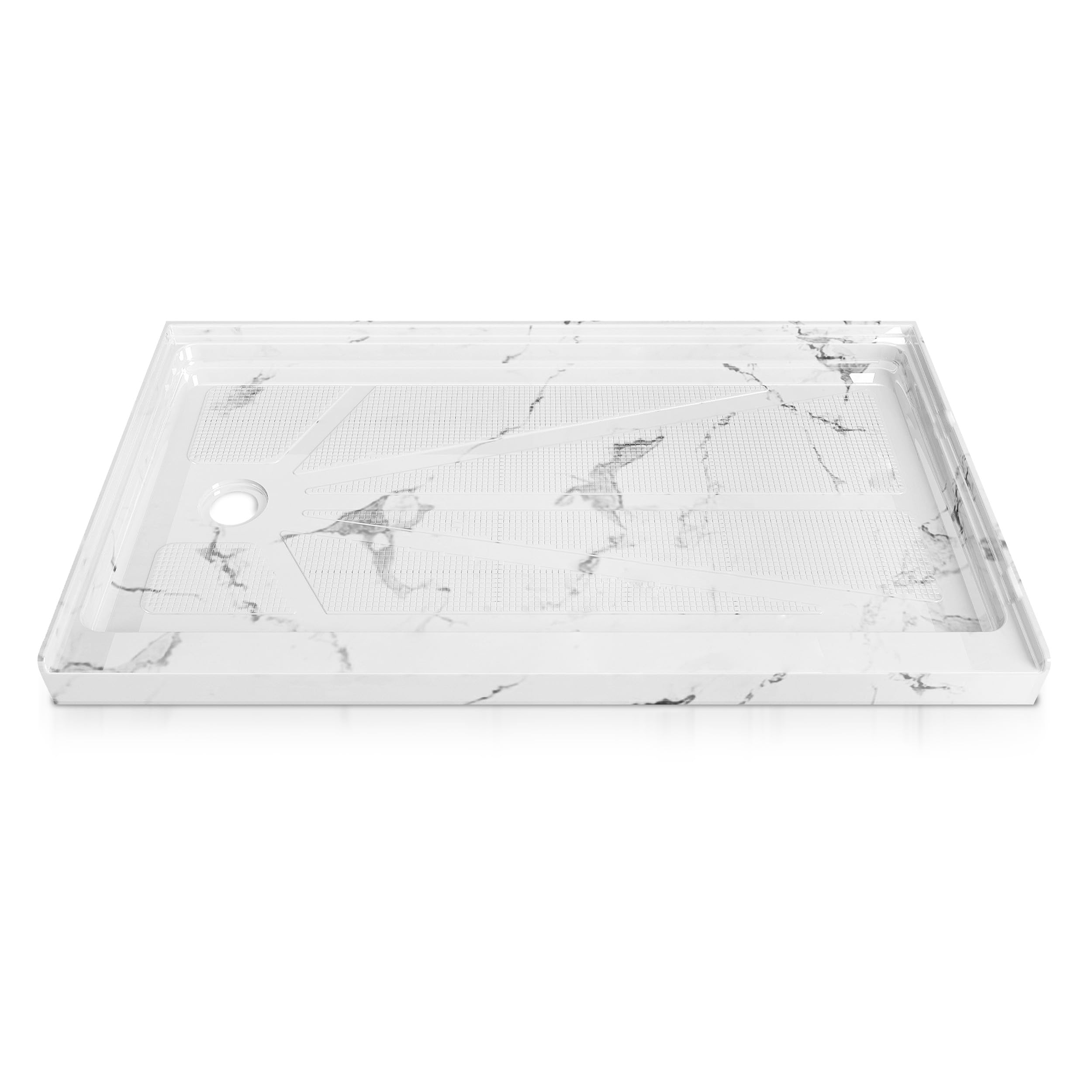 CKB 60x30 Inch Shower Base with Carrara Marble White Look