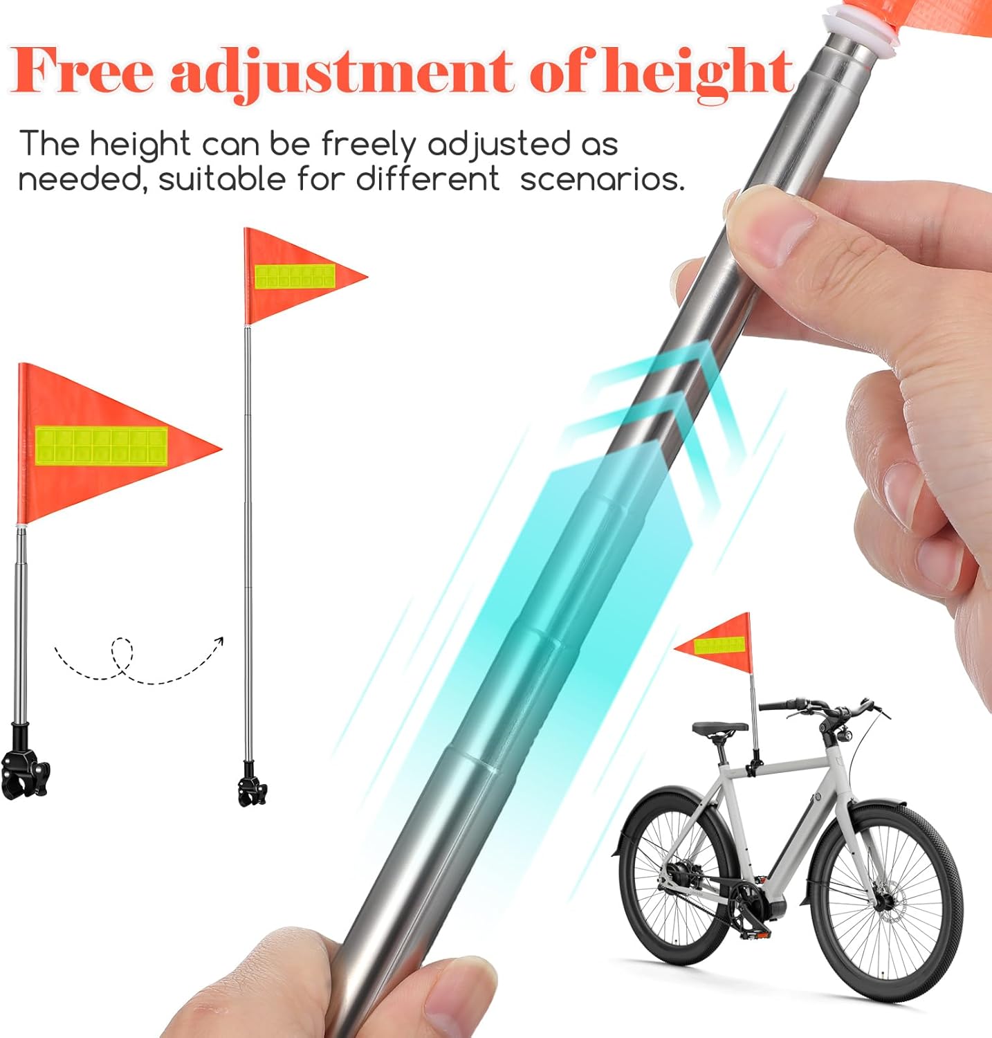 Toddmomy Reflective Telescopic Safety Flag for Golf Carts Mobility Scooters Height Flag Durable High Visibility for Wheelchairs Outdoor