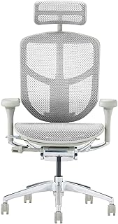 エルゴヒューマン2(ergohuman2) オフィスチェア フレーム:グレー メッシュ:ホワイト ヘッドレスト付き エンジョイ ハイタイプ EJ2-HAM-GF-WH