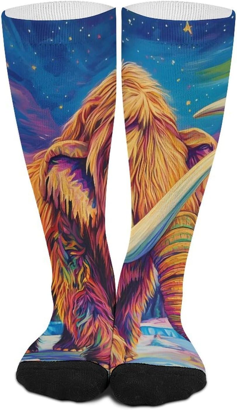 Woolly Mammoth on Ice Knee High Socks Athletic Long Stockings Sport Casual Crew Tube Sock Boot