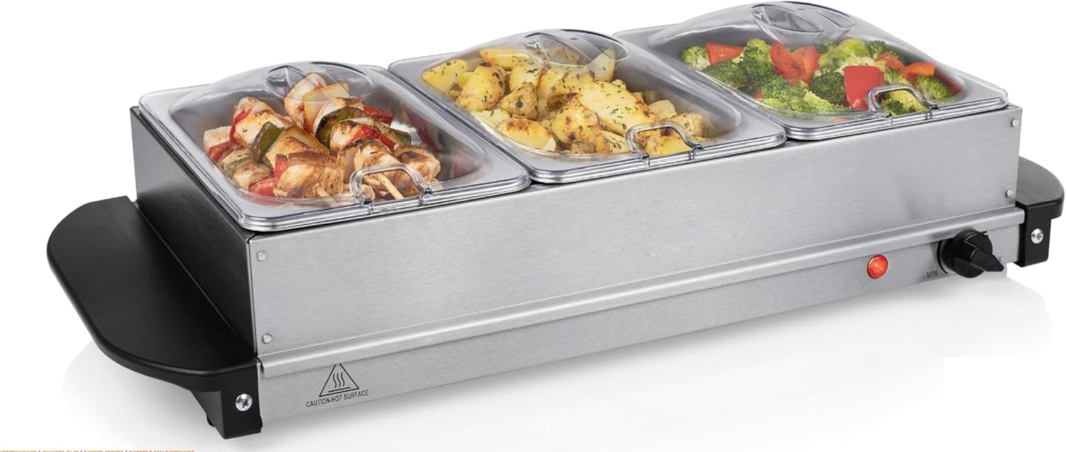 ARTECH Electric Buffet Server & Food, Plate Warmer 3 x 1.5 LTR
