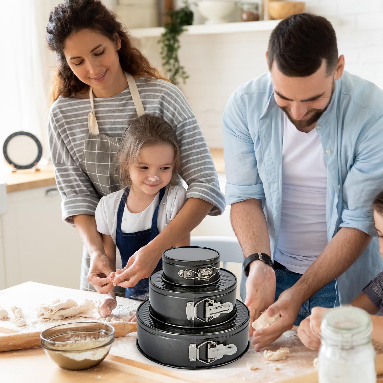 LZYDKH 3 Stück Springform, 20/22/24cm klein Kuchenform Backform mit Antihaftbeschichtung Springform Set Abnehmbarer Flachboden für Backen Verschiedener Kuchen Unt Brot (Schwarz) Küche, Haushalt & Wohnen
