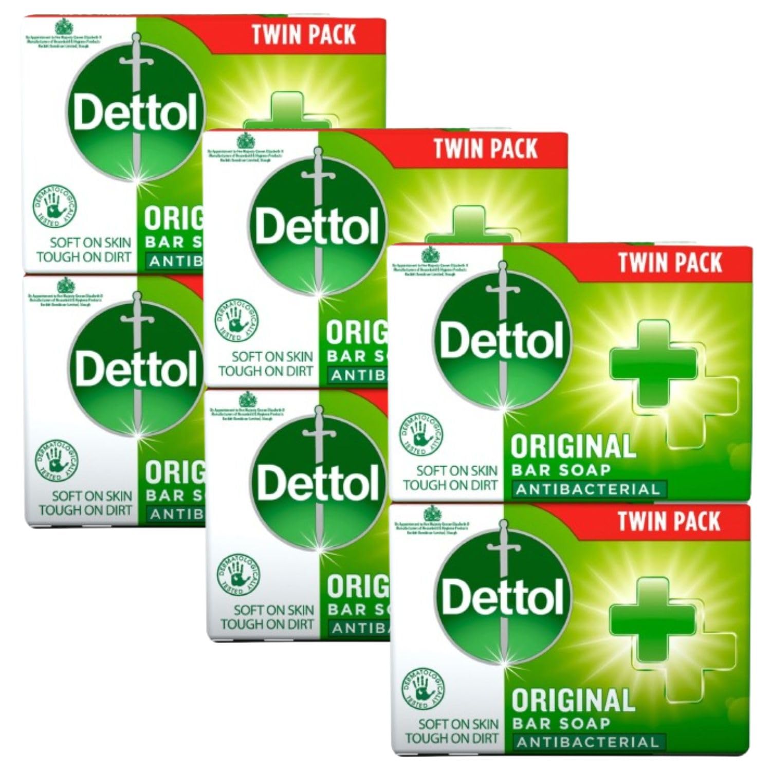 Original Soap Bars, Twin Pack of - 6 x 100g, Antibacterial soap bars bundle, Quickly eliminates bacteria Pack of 3
