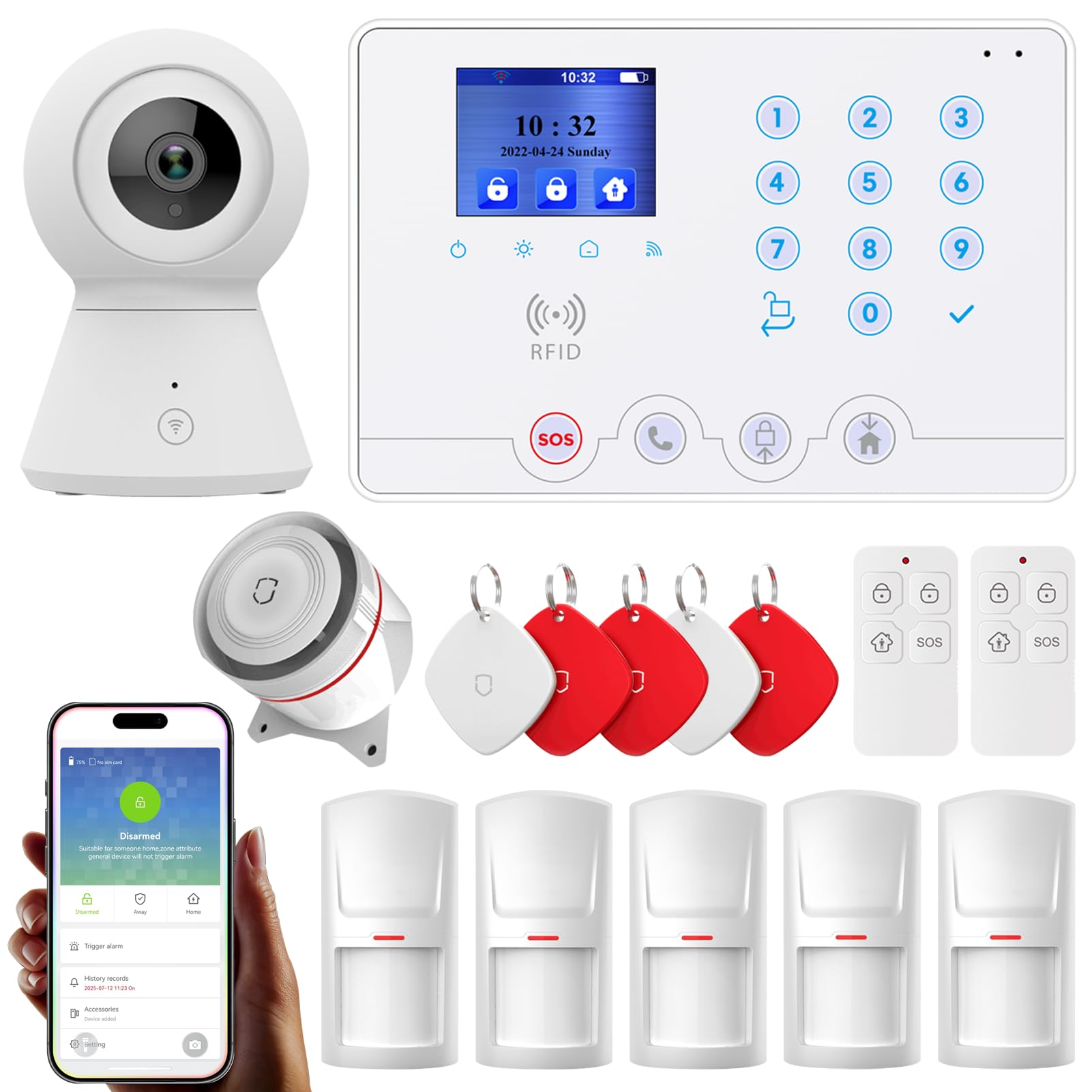 Wolf-Guard W4Q-K2 WiFi Sistema de Alarma para el Hogar con Cámara, App Control Remoto, 4G