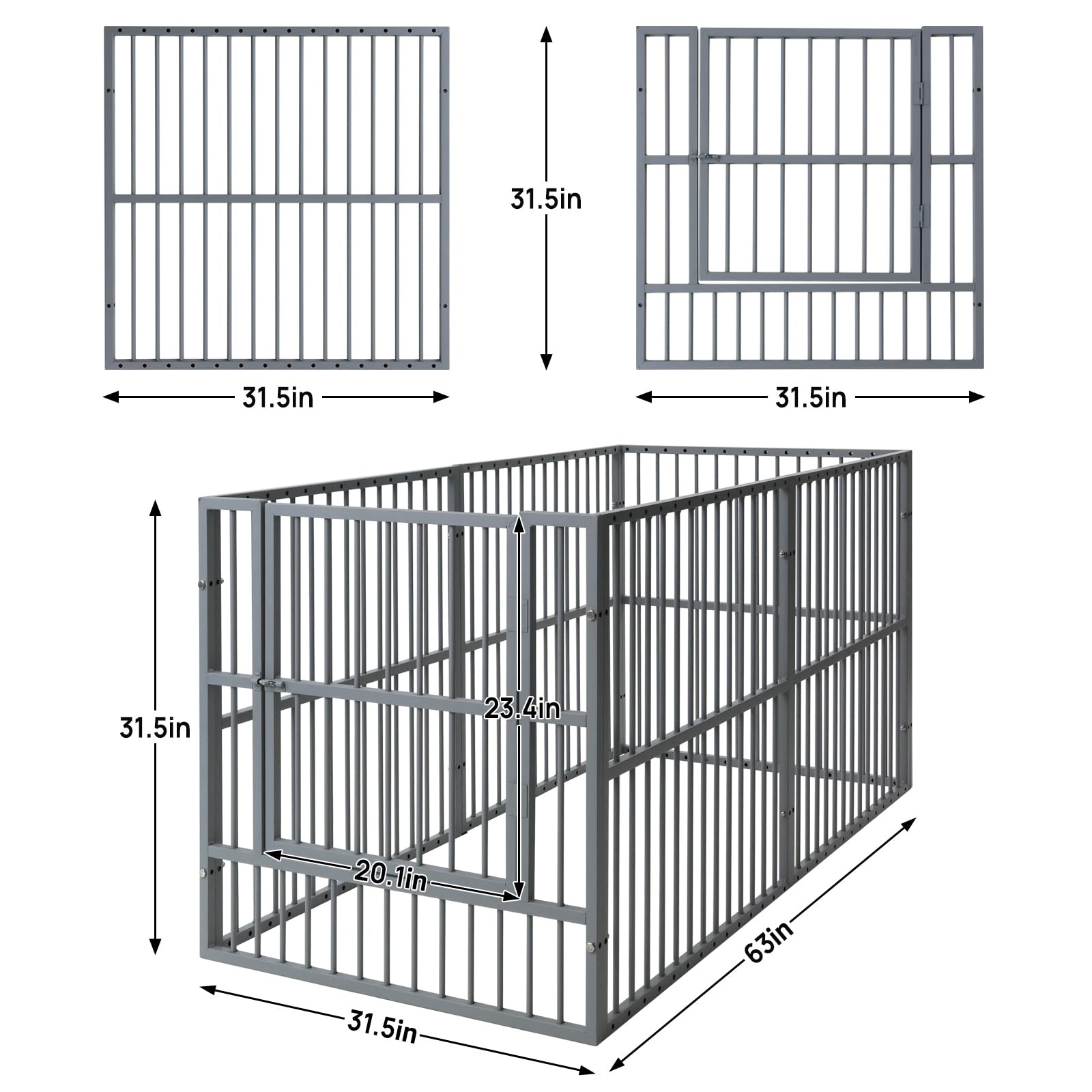 Recinzione per cani, altezza 80 cm, recinto per cani resistente con porta, sicuro e robusto, facile da montare, per interni ed esterni (6 pannelli con porta, grigio antracite)
