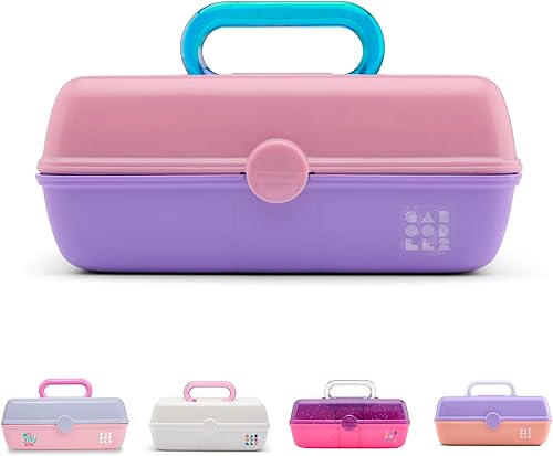 Caboodles Pretty in Petite - Caja de maquillaje de dos tonos rosa sobre lavanda, caja organizadora de plástico duro, 2 bandejas giratorias, espejo disponible en Yaxa Colombia