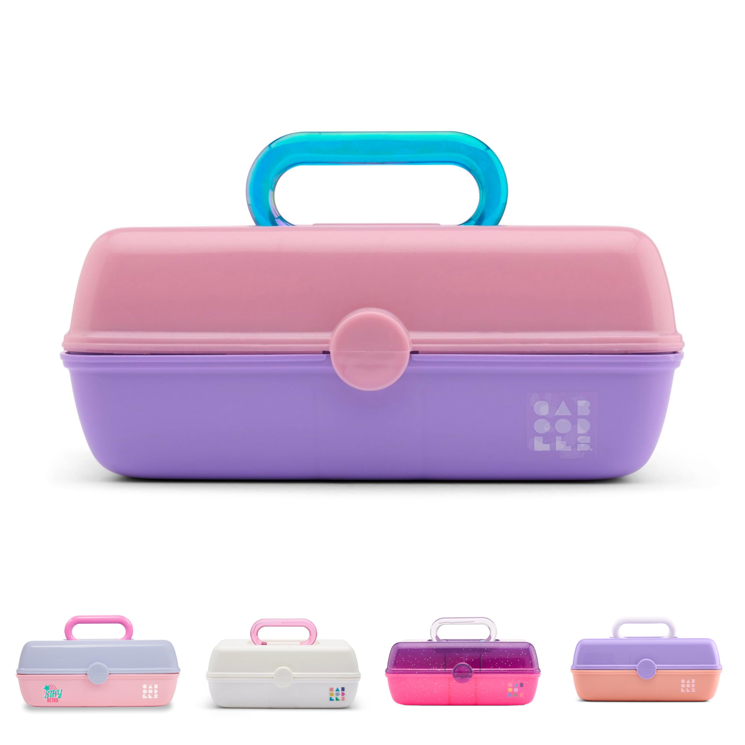 Caboodles Pretty in Petite Makeup Box, Hard Plastic Organizer Box, 2 Swivel Trays, Fashion Mirror, Secure Latch for Safe Travel