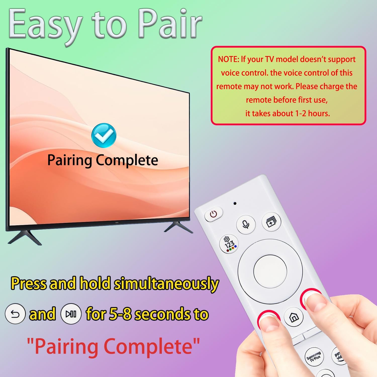 BN59-01391A TM2281E Solar Frame Voice TV Remote Control Compatible with Samsung Neo QLED 4K Ultra Smart HD TV Bluetooth Rechargeable Solar Cell QN32LS03BBFXZA QN43LS01BAFXZA etc White