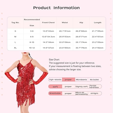 Mädchen Tanzkleid Latein Mit Pailletten - Glitzer Jazz Dance Kostüm Ärmellos