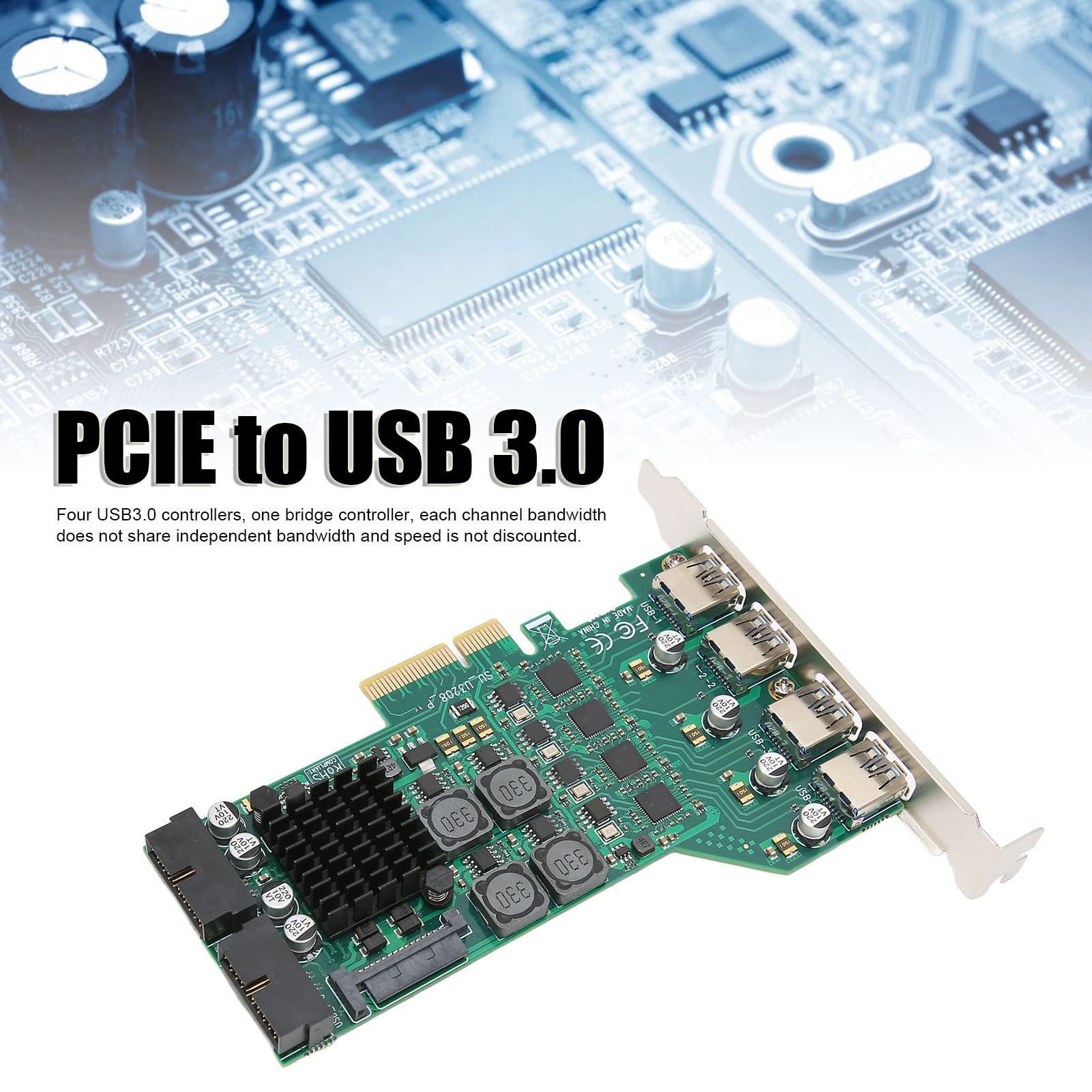 Scheda di Espansione PCIe USB a 4 Porte, Scheda di Espansione da PCIE a USB 3.0 con 4 Canali Indipendenti da 5 Gbps, Scheda Adattatore PCI Express USB 3.0 di Alimentazione 3A, per